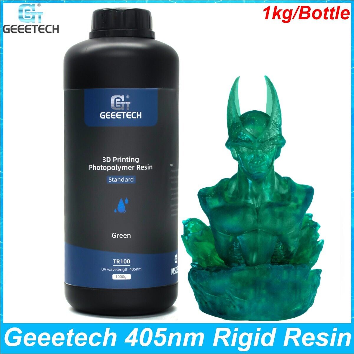 Geeetech Rigid Resin UV 405nm 1KG/Bottle Green For Most LCD/DLP Resin Printer US