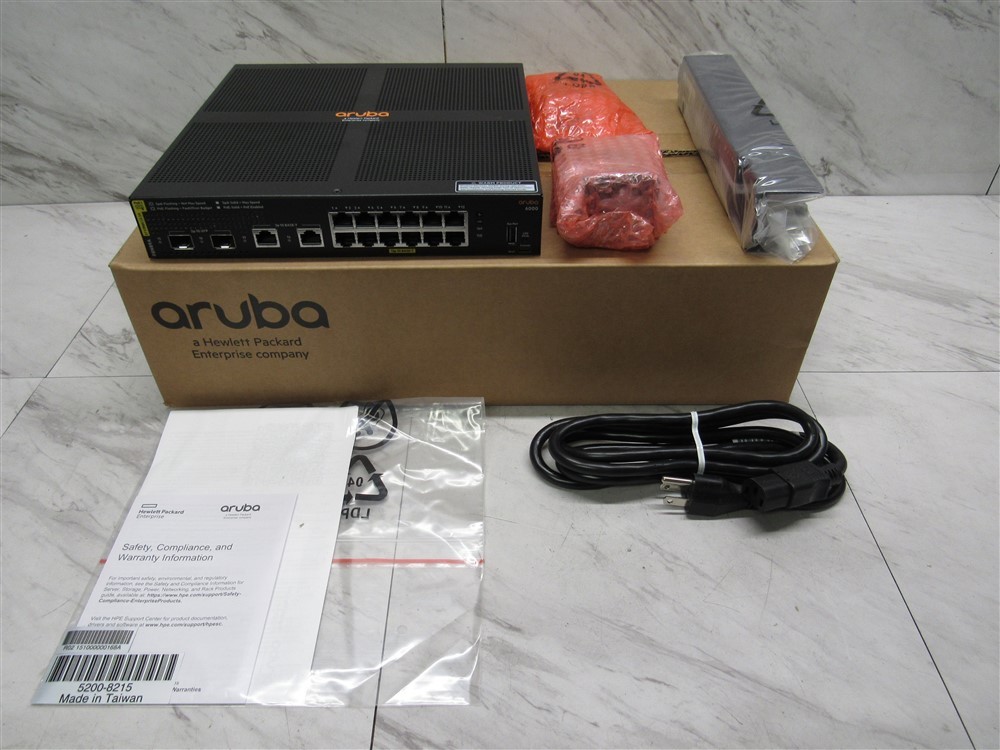 New Open Box HP Aruba 6000 12-Port Gigabit PoE Network Switch R8N89A