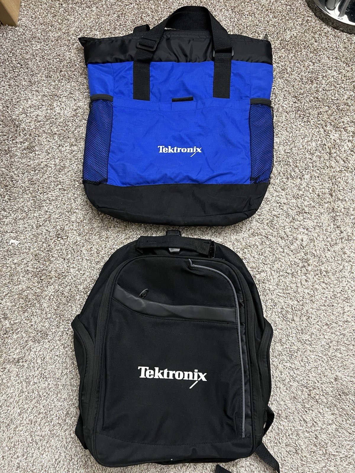 Tektronix Black Laptop Backpack & Blue Tote Bag