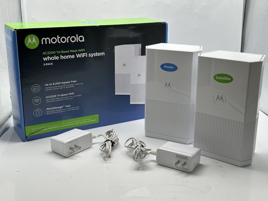 Motorola MH7022 2-Pack AC2200 Tri-Band Mesh Whole Home WiFi System
