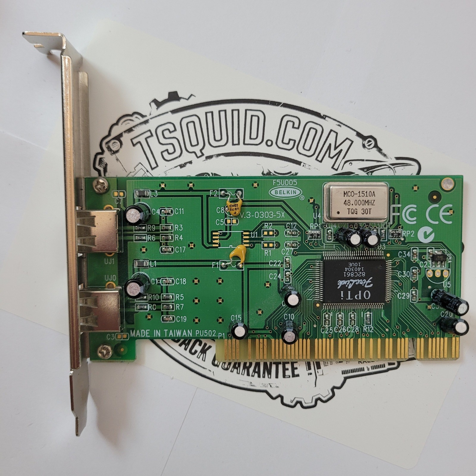 Belkin F5U005 USB PCI Expansion Card OPTi FireLink 82C861 2-Port Vintage PC Card