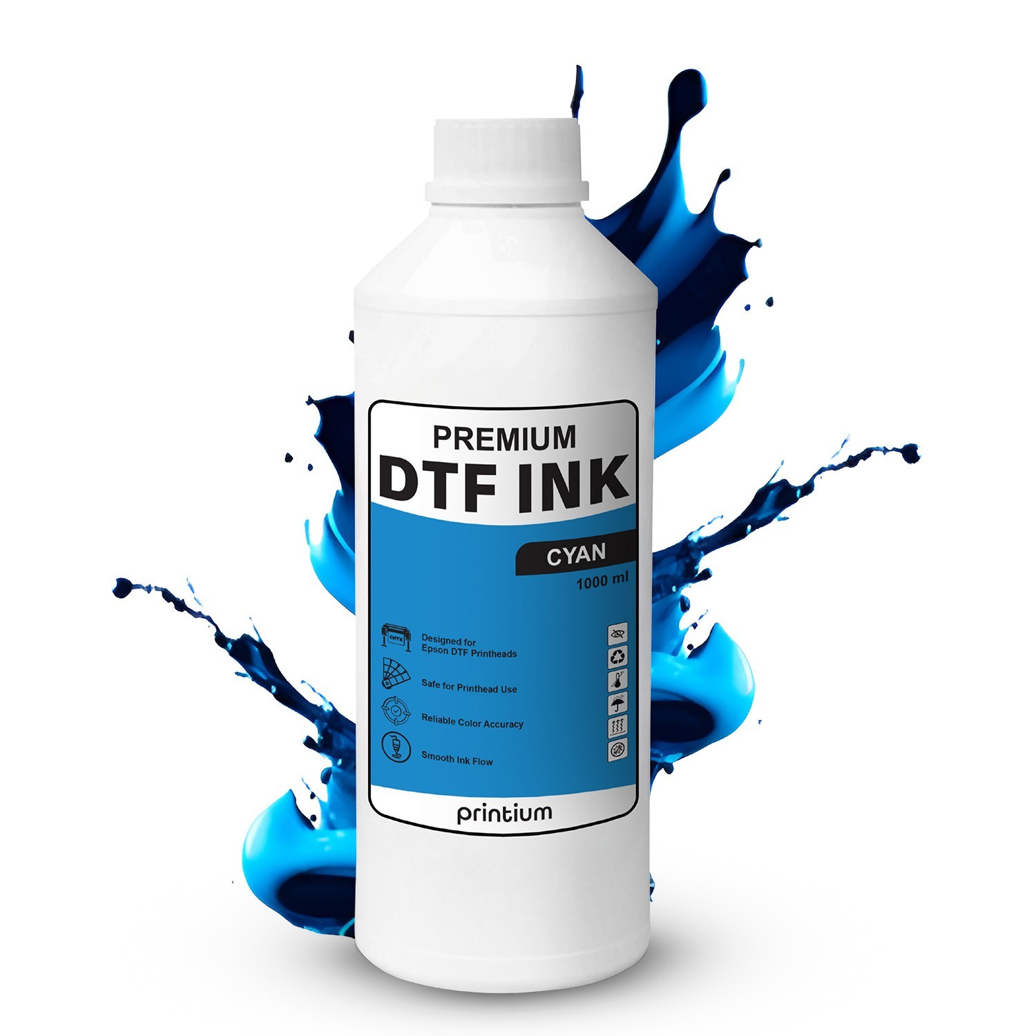 DTF Ink Cyan 33.8 fl oz (1000 ml) Refill – High Opacity, Clog-Free Formula
