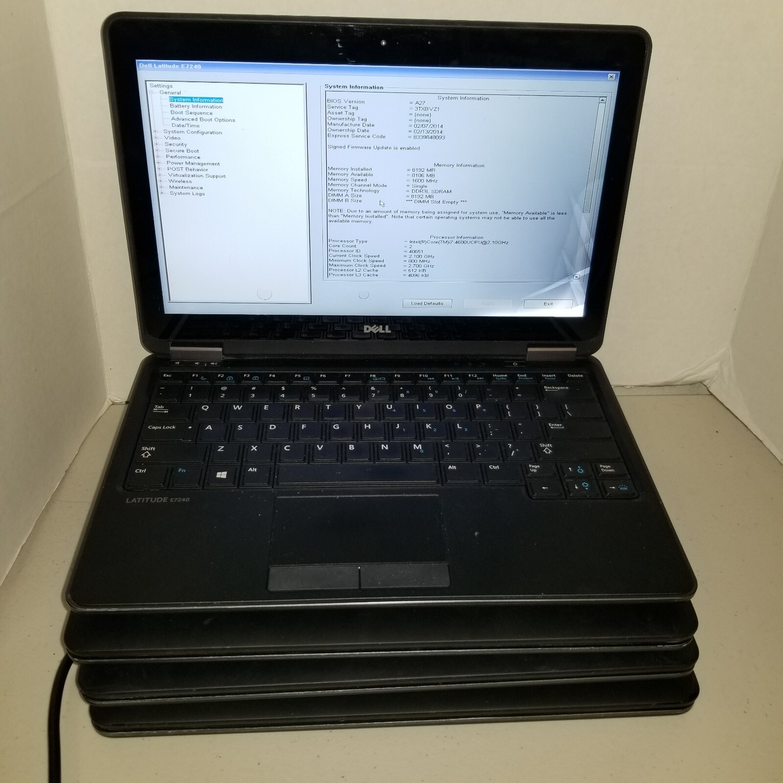 1 Lot of 4 Dell Latitude E7240 i7 4600U 2.1GHz 8GB RAM No HDD/OS SCREEN #69