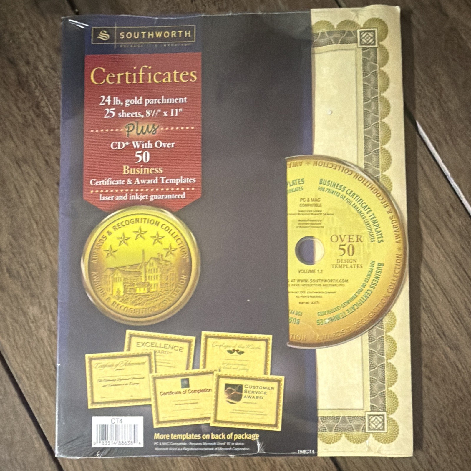 Southworth Certificates Awards & Recognition Gold Parchment 24lb 8.5x11 25ct CT4