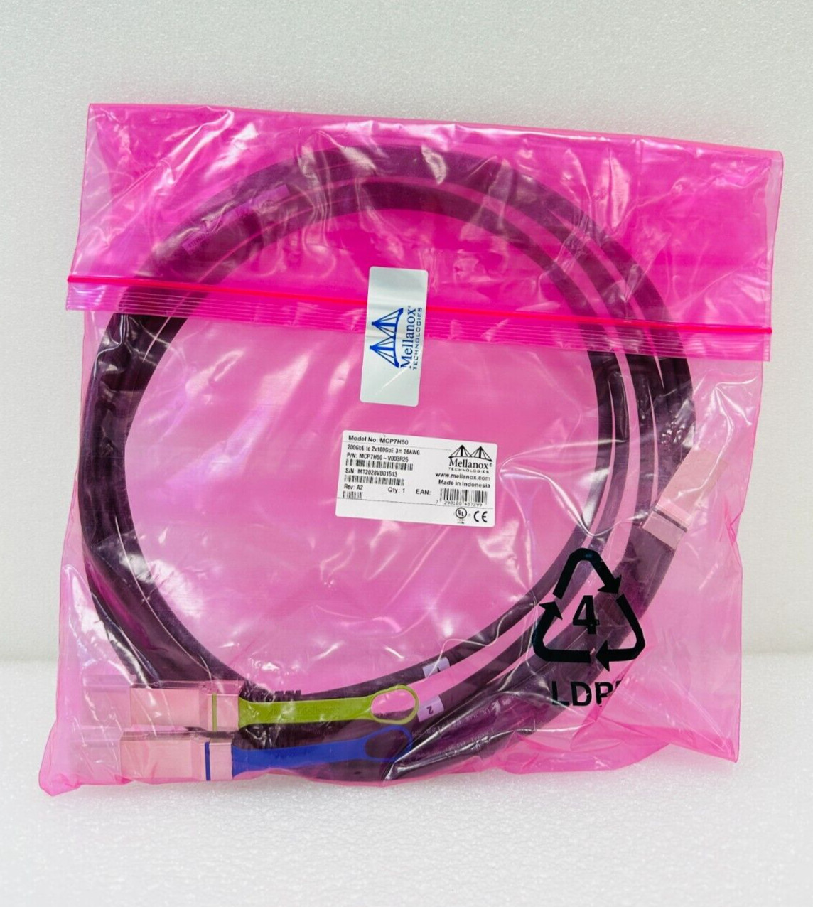 NEW - Mellanox MCP7H50 200GbE To 2x100GbE 3m 26AWG - 