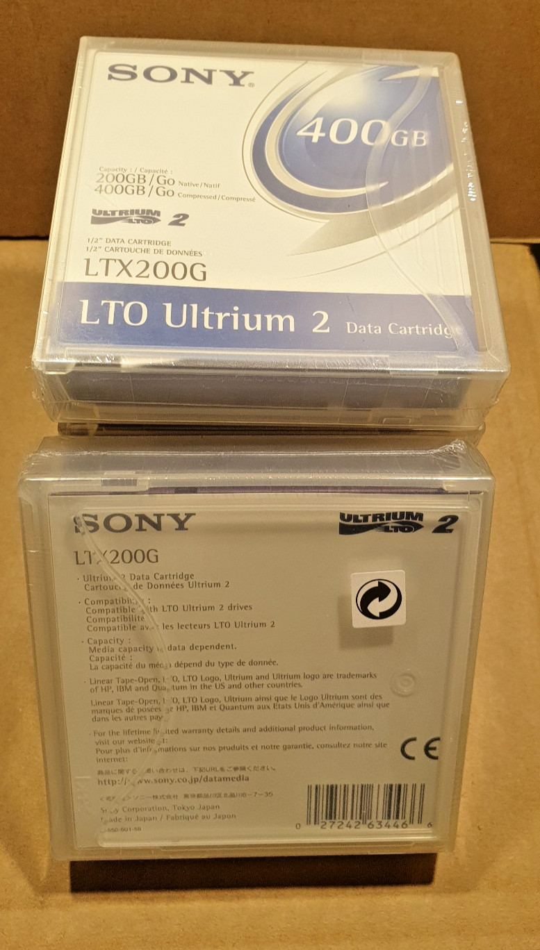 Lot of 5 LTO 2 Ultrium Tape Cassette Cartridges 200/400GB (SONY/IMATION)