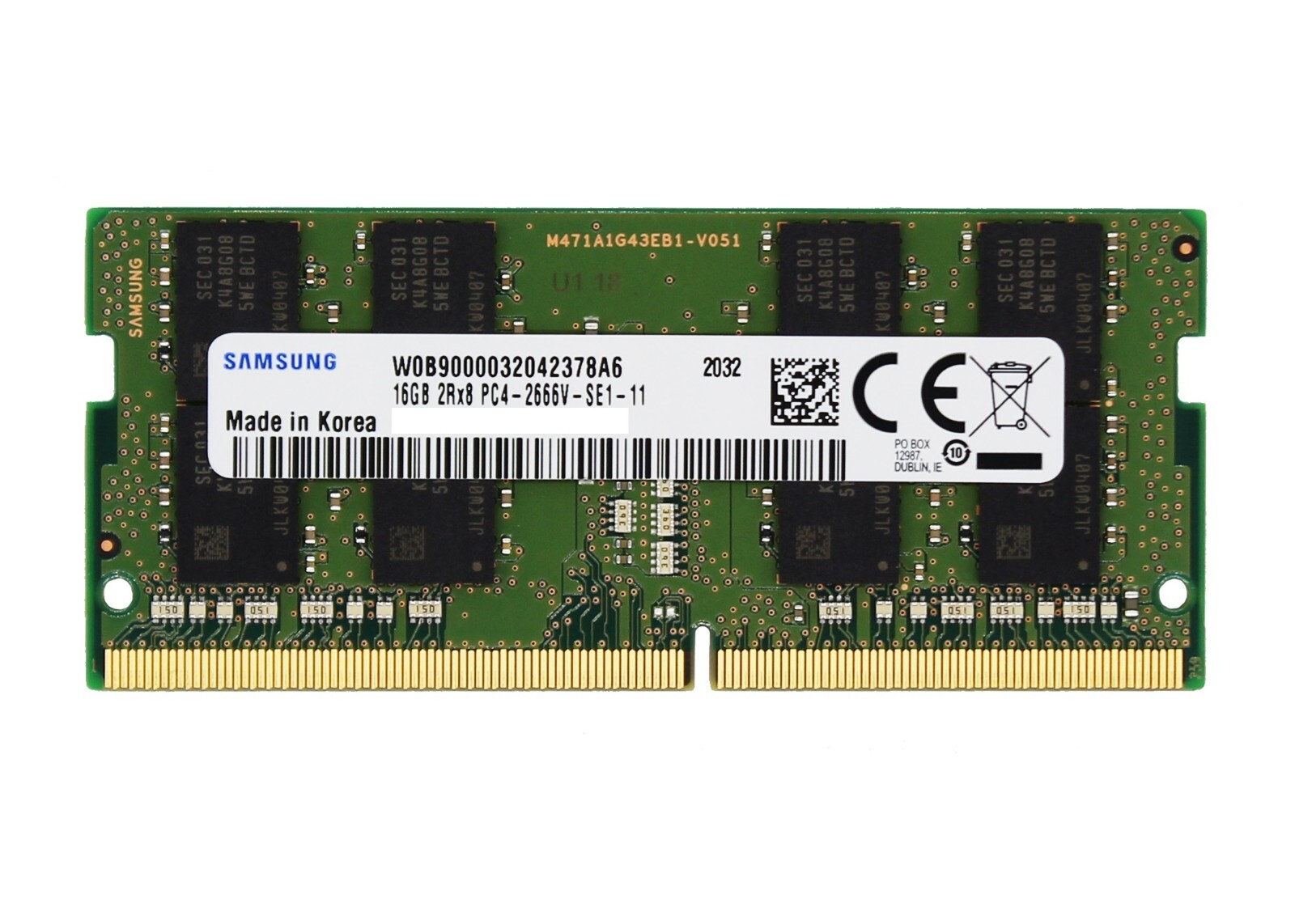 Samsung 1x16GB PC4-21300 DDR4 2666 MHz SODIMM Laptop Memory RAM M471A2K43CB1-CTD