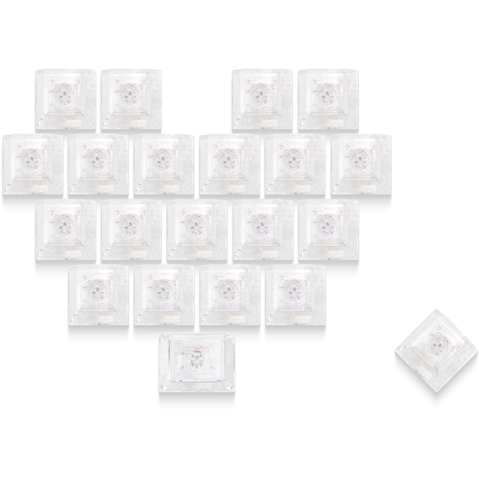 XVX Blank Crystal Transparent Keycaps, PC Material Clear Heart(glitter)