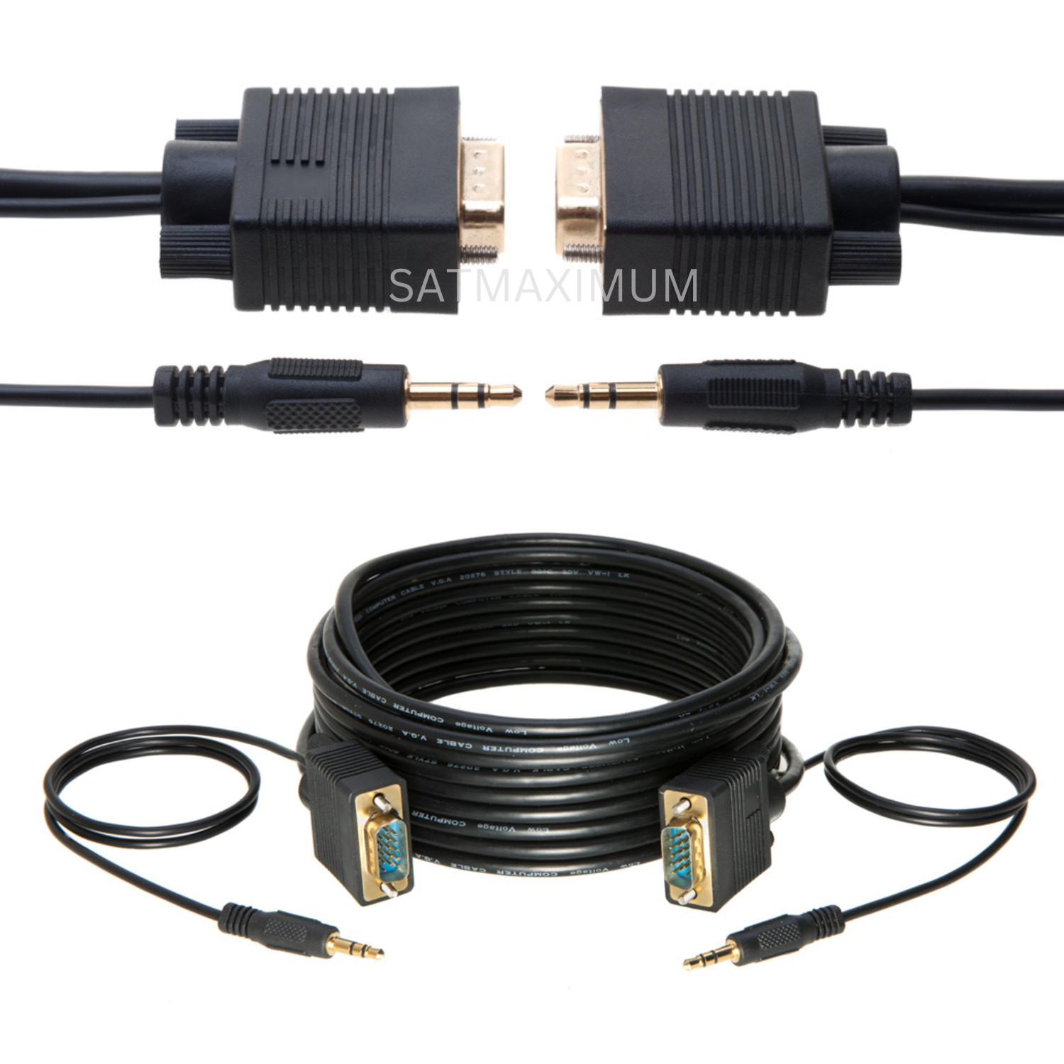 50FT SVGA Super VGA 3.5mm Aux Cable Audio Video Male to Male Monitor