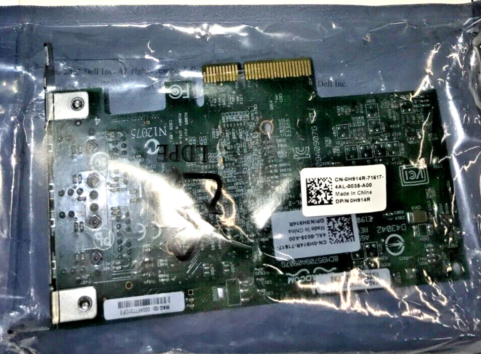 Dell Broadcom 5709 2 port Gigabit PCI-E2x4 Card 729375912 H914R ✅❤️️✅❤️️ New