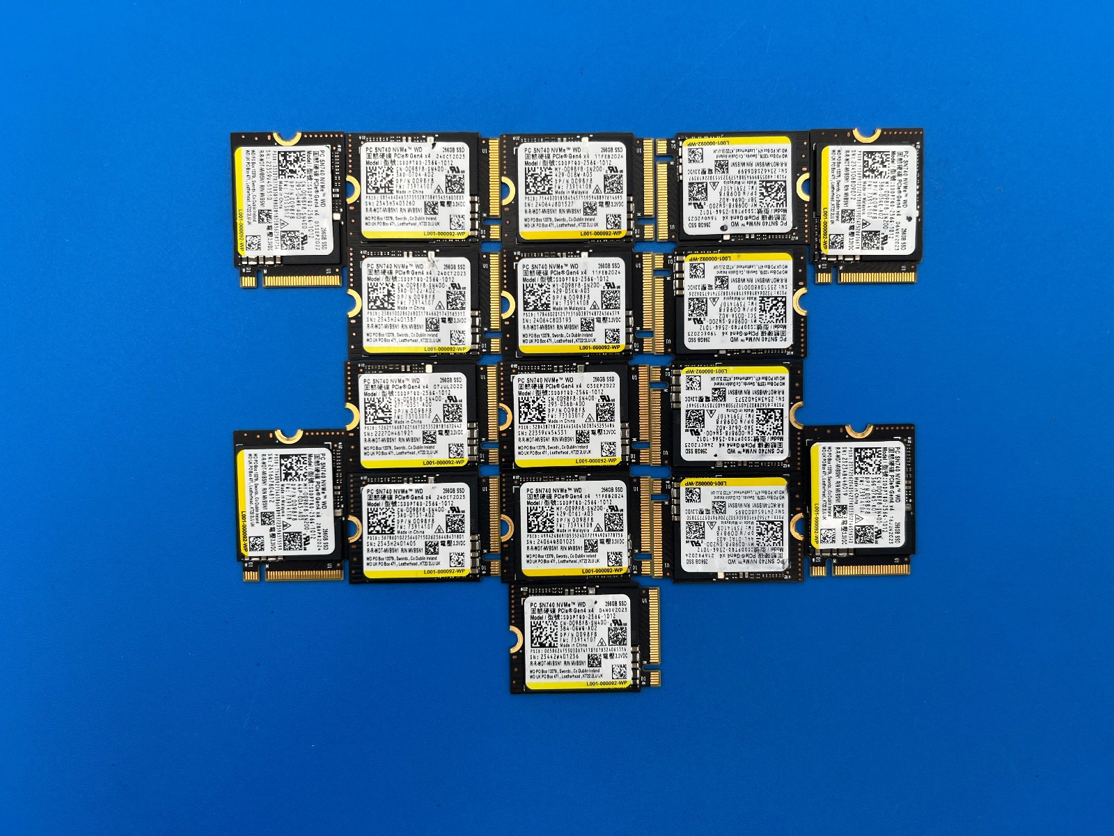 Lot of 17 - 256GB NVMe M.2 2230 SSD WD SN740 SDDPTQD-256G-1012 90-99% Health