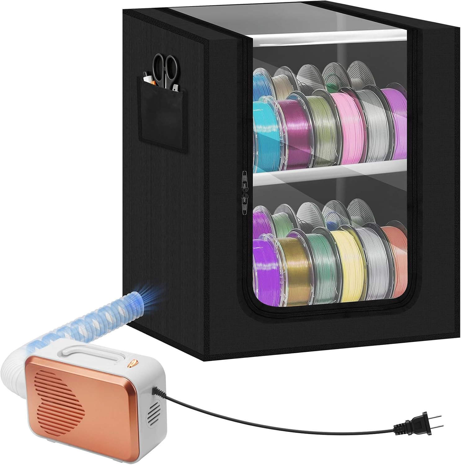 2-Tier 3D Printer Filament Storage Box with Active External Dryer