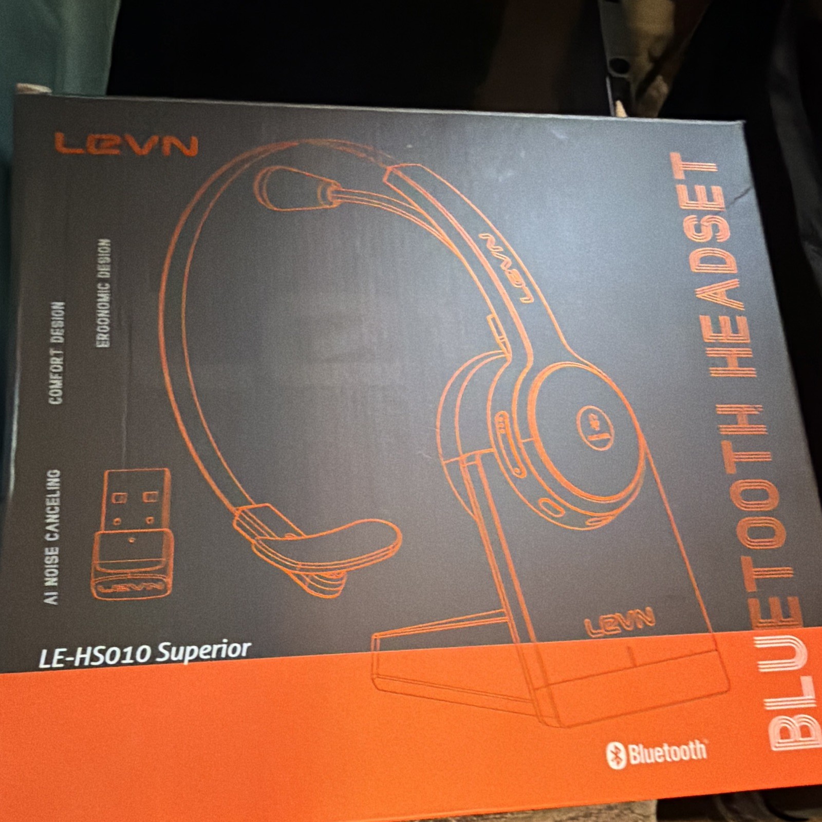 LEVN LE-HS010 Superior Bluetooth+USB Single-Ear Headband Boom Mic Black