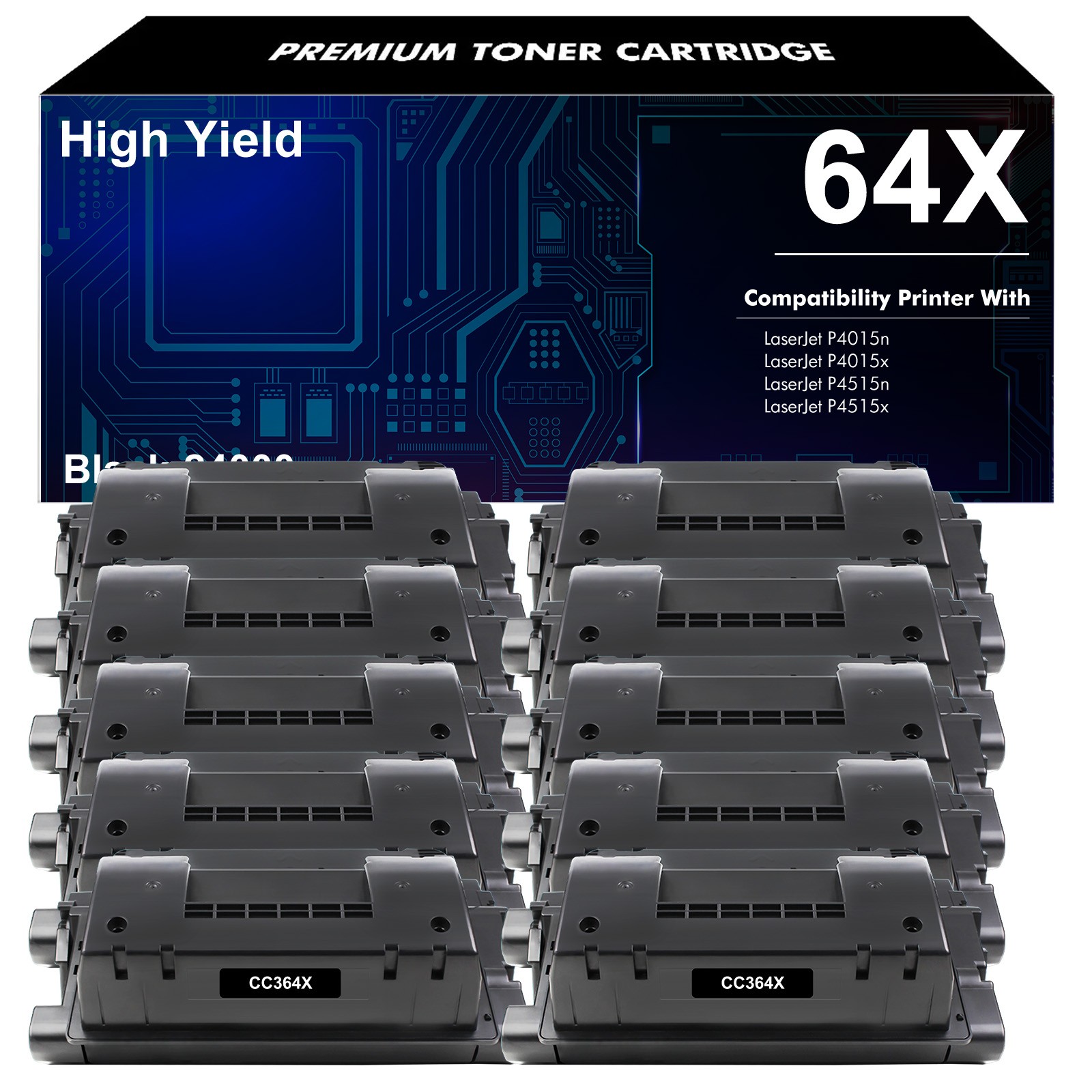 10PK CC364X 64X Toner Cartridge For HP LaserJet P4015tn P4015n P4515x P4515