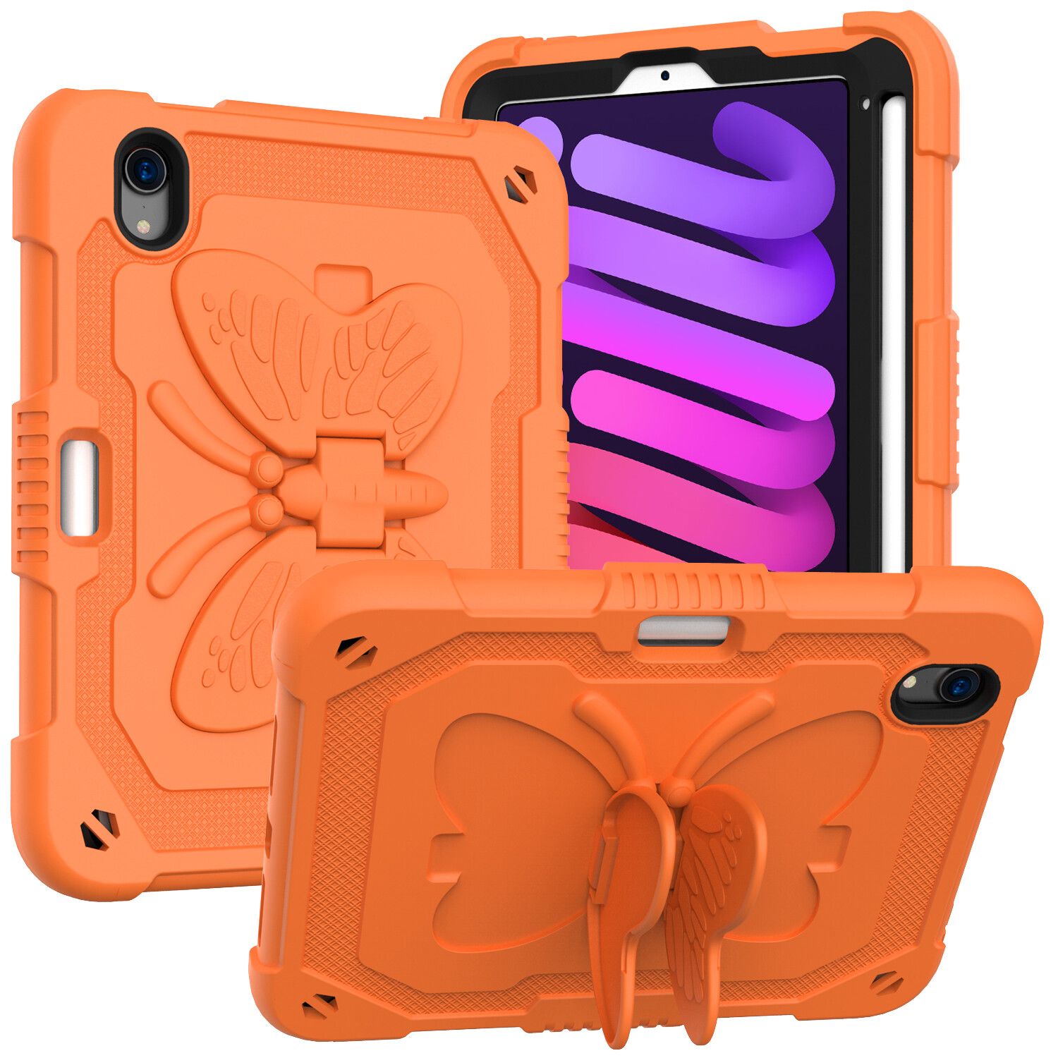 For iPad Mini 6  8.3" Kids Butterfly Stand Shockproof Protective Case Cover
