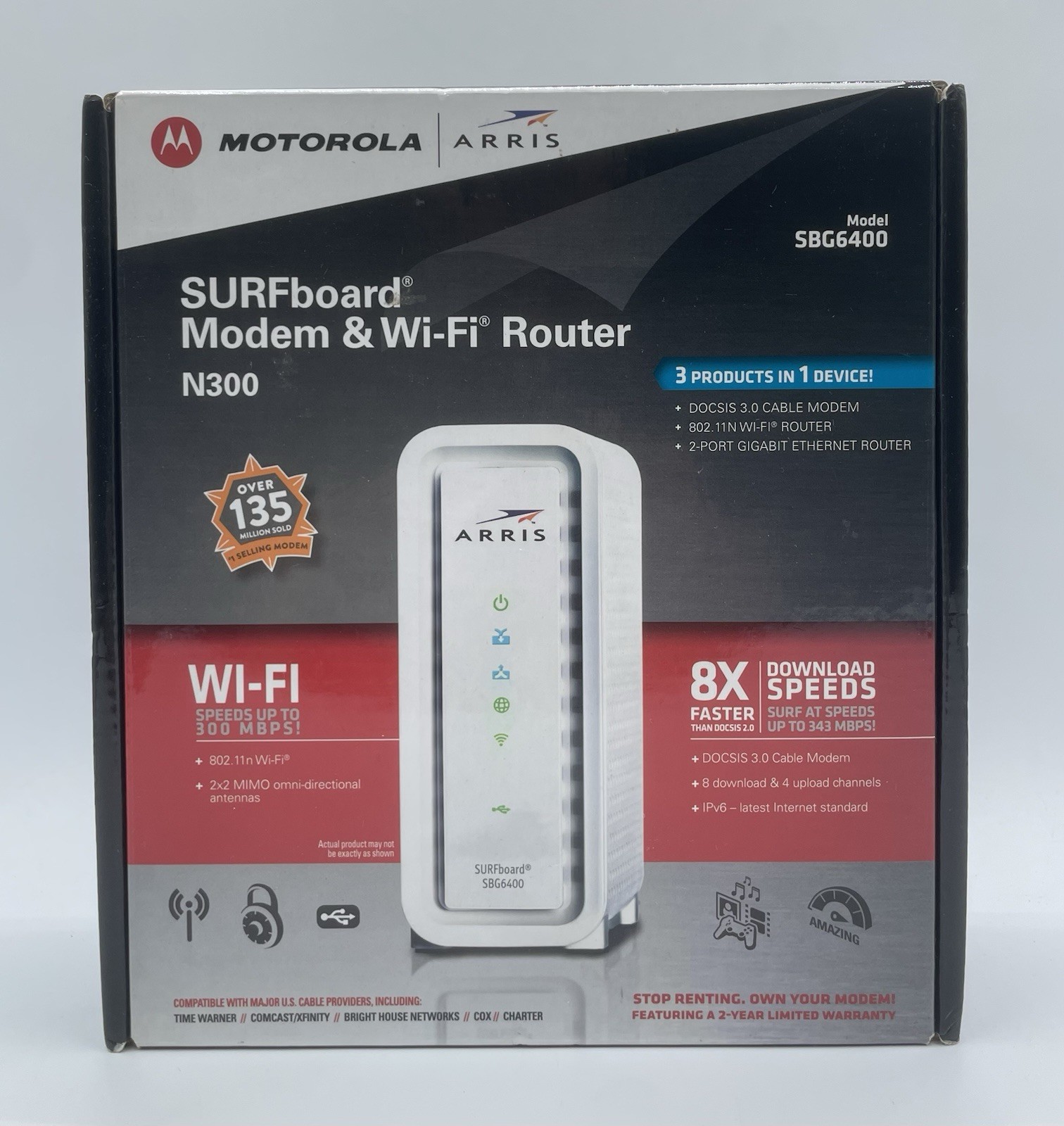 Arris SURFboard N300  SBG6400 DOCSIS 3.0 Modem Wifi Router - Openbox