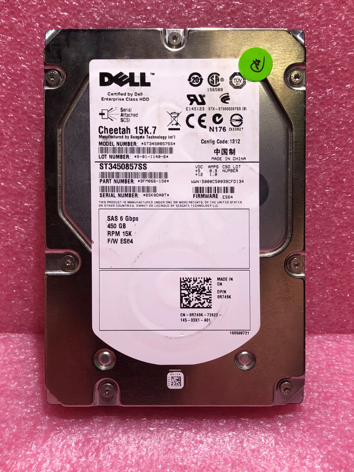 Dell R749K 450GB SAS HARD DRIVE 3.5" 6G 15K - No Tray
