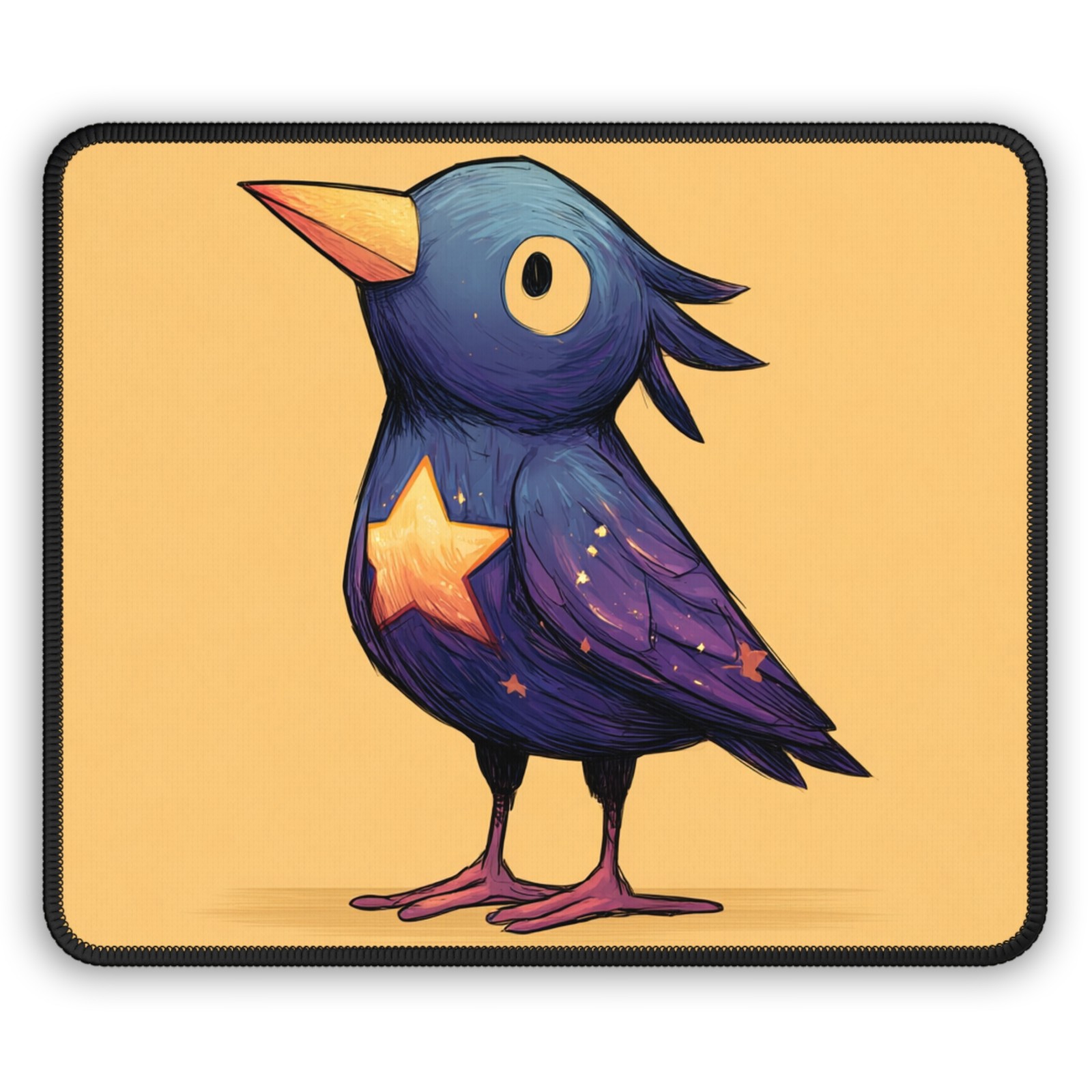 Starry Night Bird Gaming Mouse Pad | Cute Cartoon Crow
