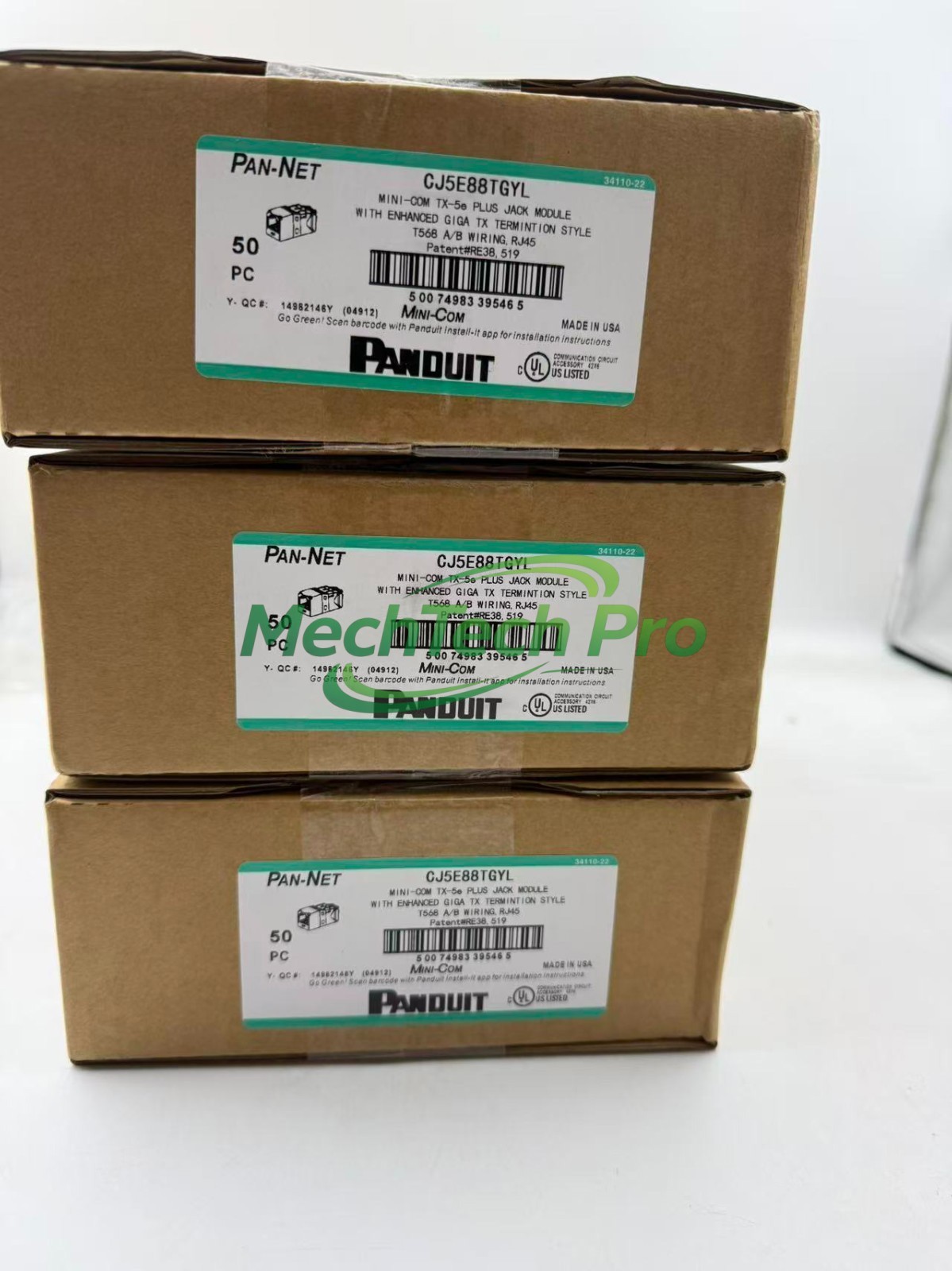 Panduit CAT5e Network Jack Module Gigabit Yellow CJ5E88TGYL BOX OF 50