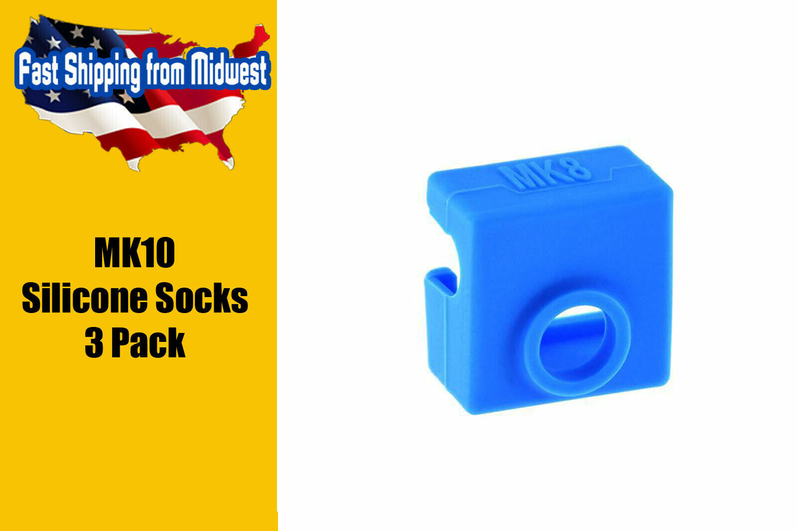 (3) Silicone Socks MK8 for 3D Printer Heater Block Insulation Cover 