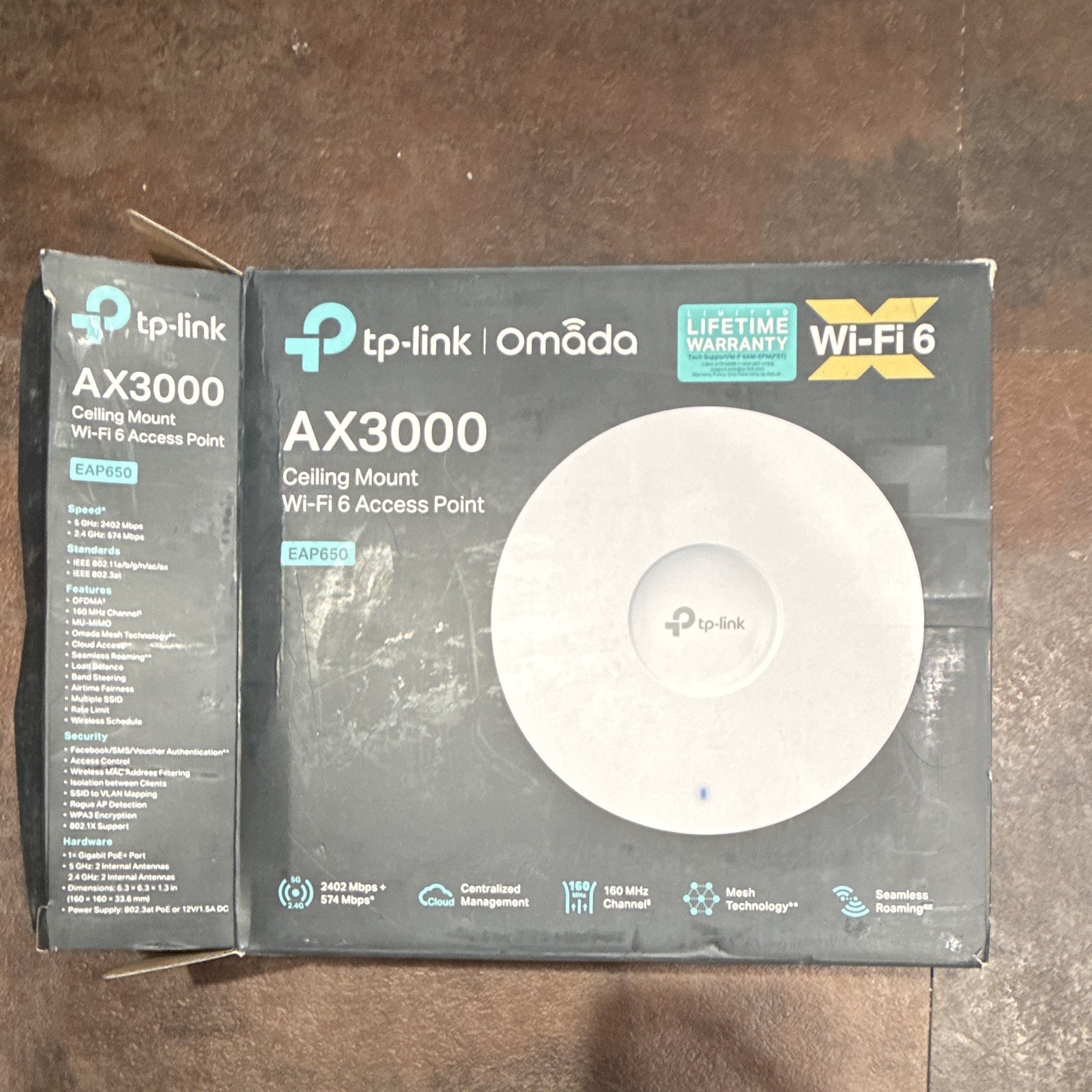 TP-Link Omada EAP650 AX3000 Wi‑Fi 6 Ceiling Mount AP Mesh Roaming