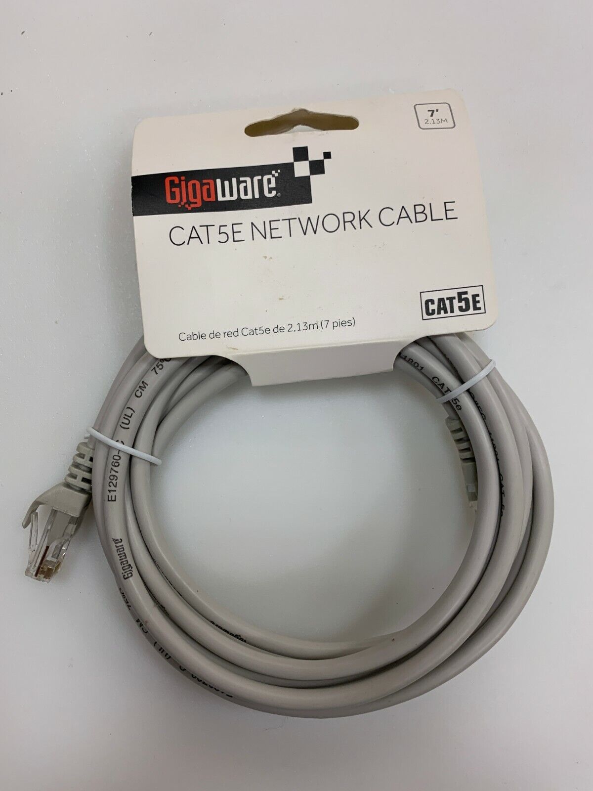 Gigaware 3-Foot RJ45 Cat 5e Cat5e Network Cable 7Ft Gray - LOT OF 3 Gold-Plated