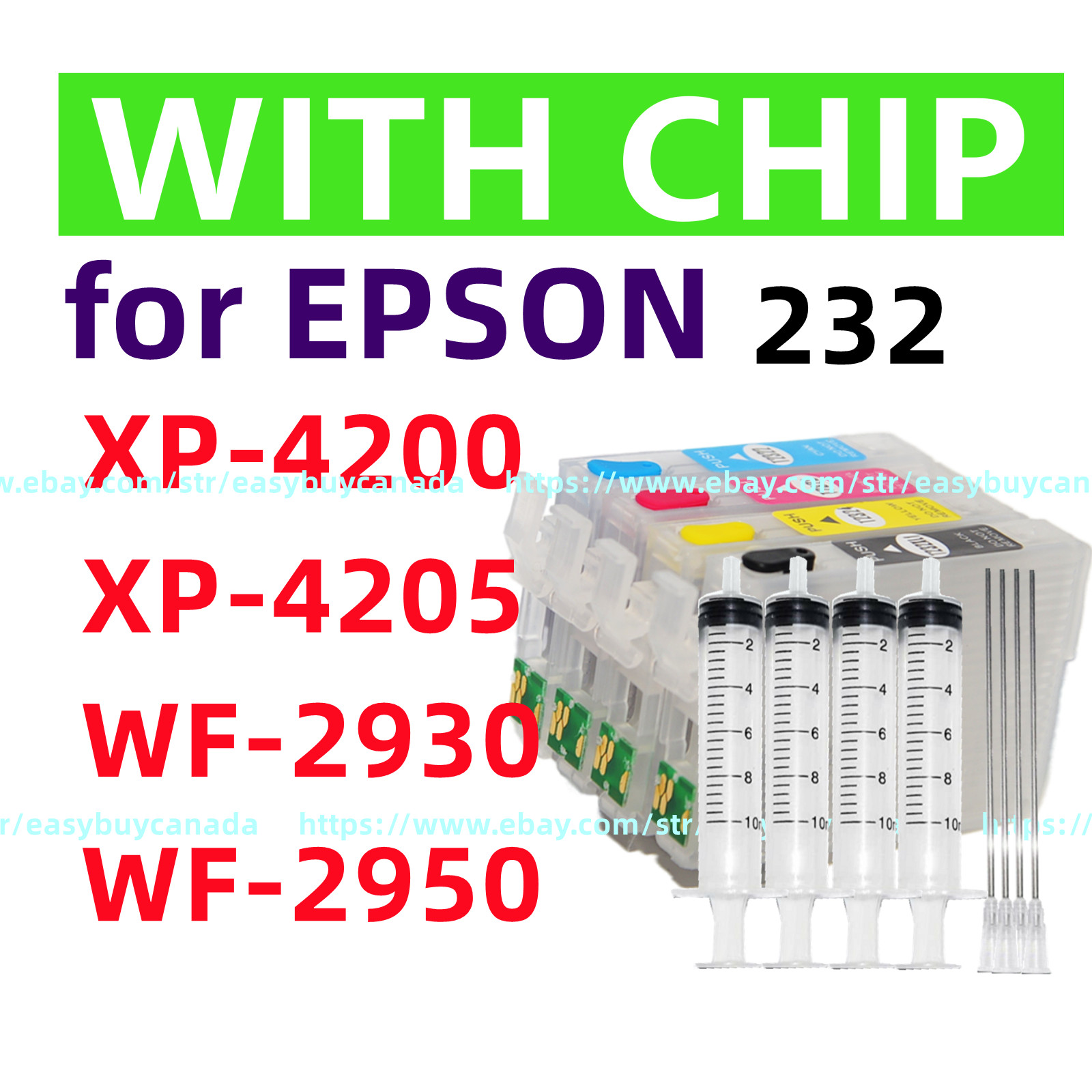 Empty refillable Ink Cartridge T232 232 XL w chip xp4200 xp4205 wf2950 wf2930 *