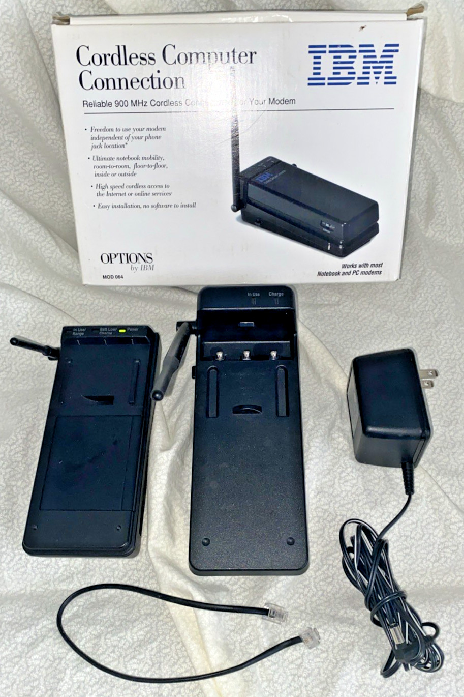 Vintage IBM Cordless Computer Connection 7852 With Charging Cradle & Powersupply