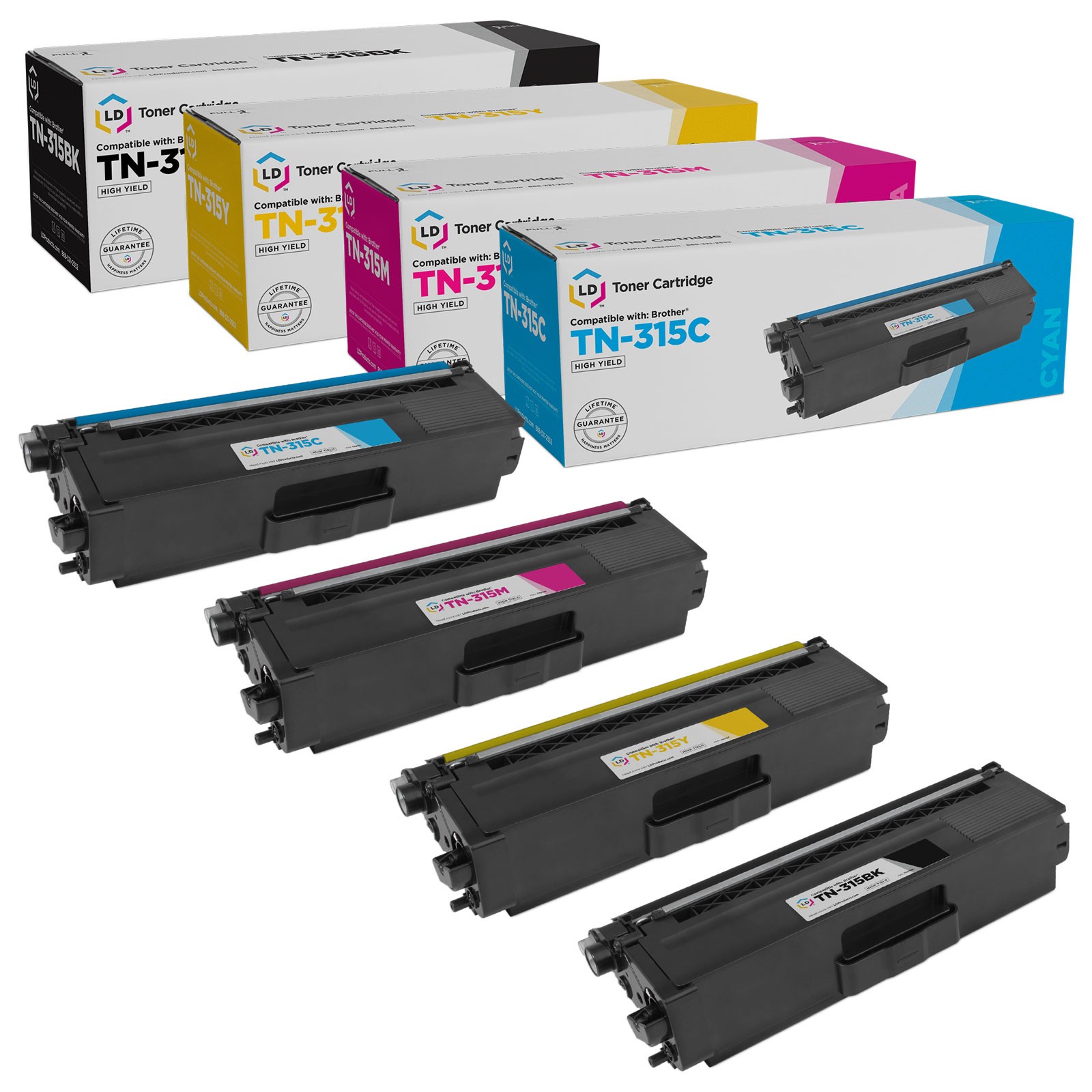 LD TN-315 Toner Cartridge 4 Set for Brother MFC-9460cdn MFC-9560cdw HL-4570cdwt