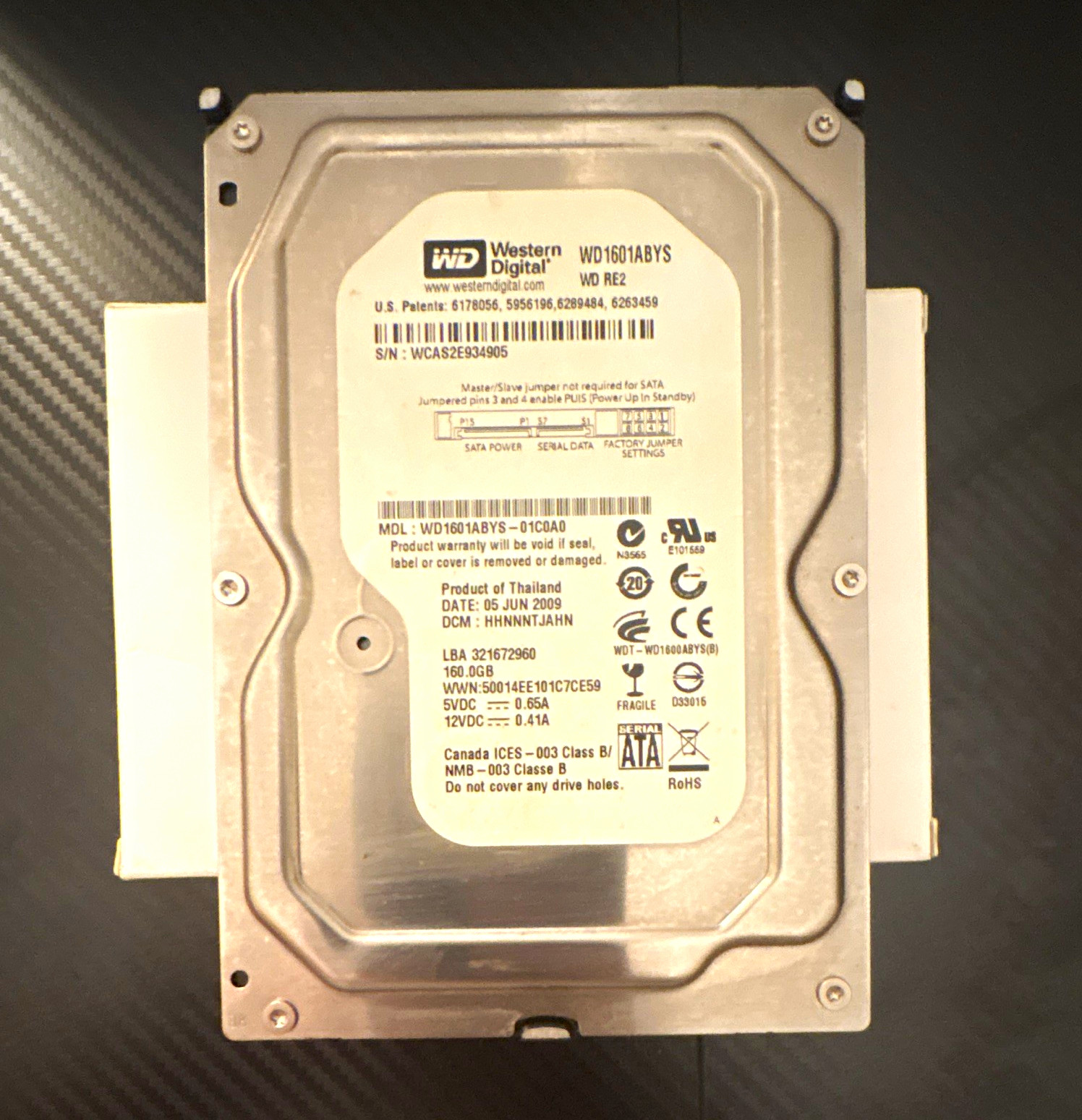 Western Digital WD RE2 WD1601ABYS 160GB 3.5" SATA 7200RPM 16MB NCQ HDD