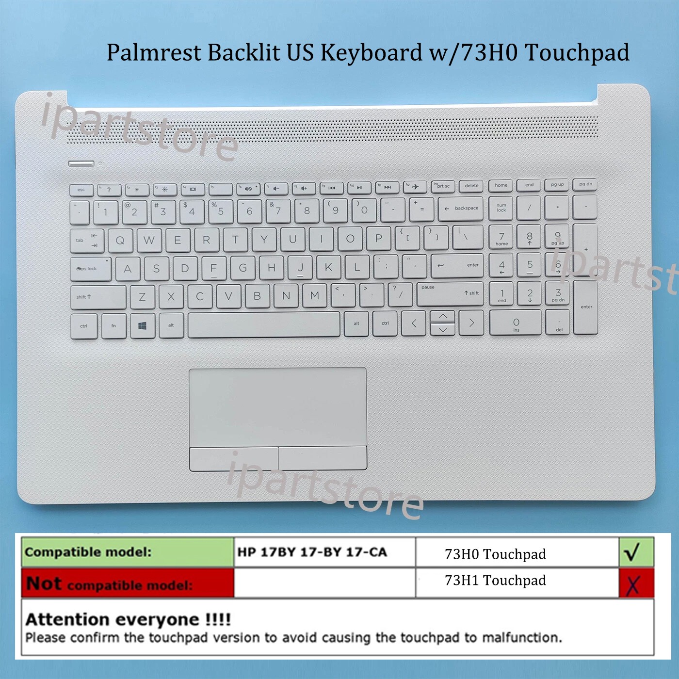New For HP 17-CA 17-BY 17-BY0063cl Palmrest Keyboard Touchpad Without Backlit