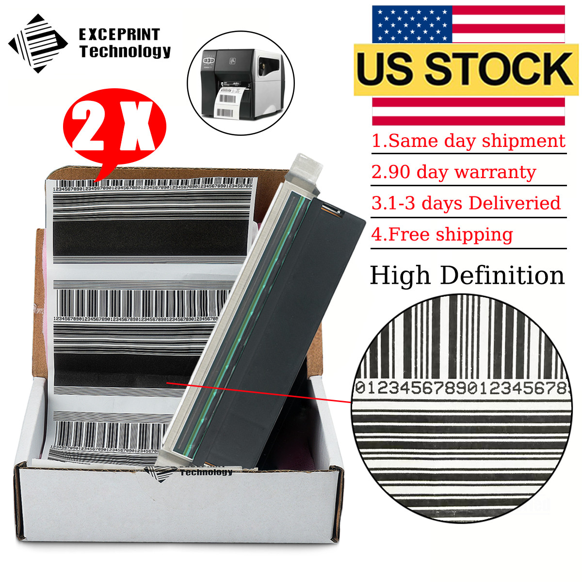 ✅ 2pcs Printhead for Zebra ZT210 ZT220 ZT230 Label Printer P1037974-011 300dpi ✅