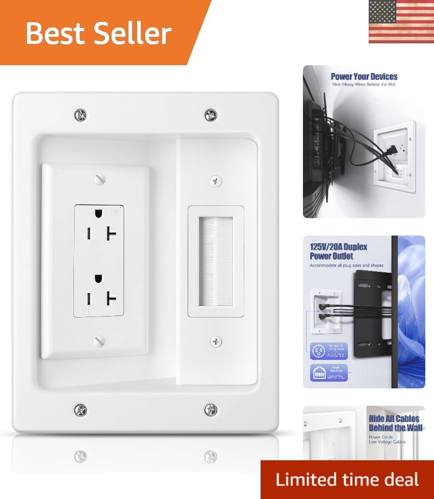 Cable Management Box and Recessed Outlet Kit - Easy Installation Included