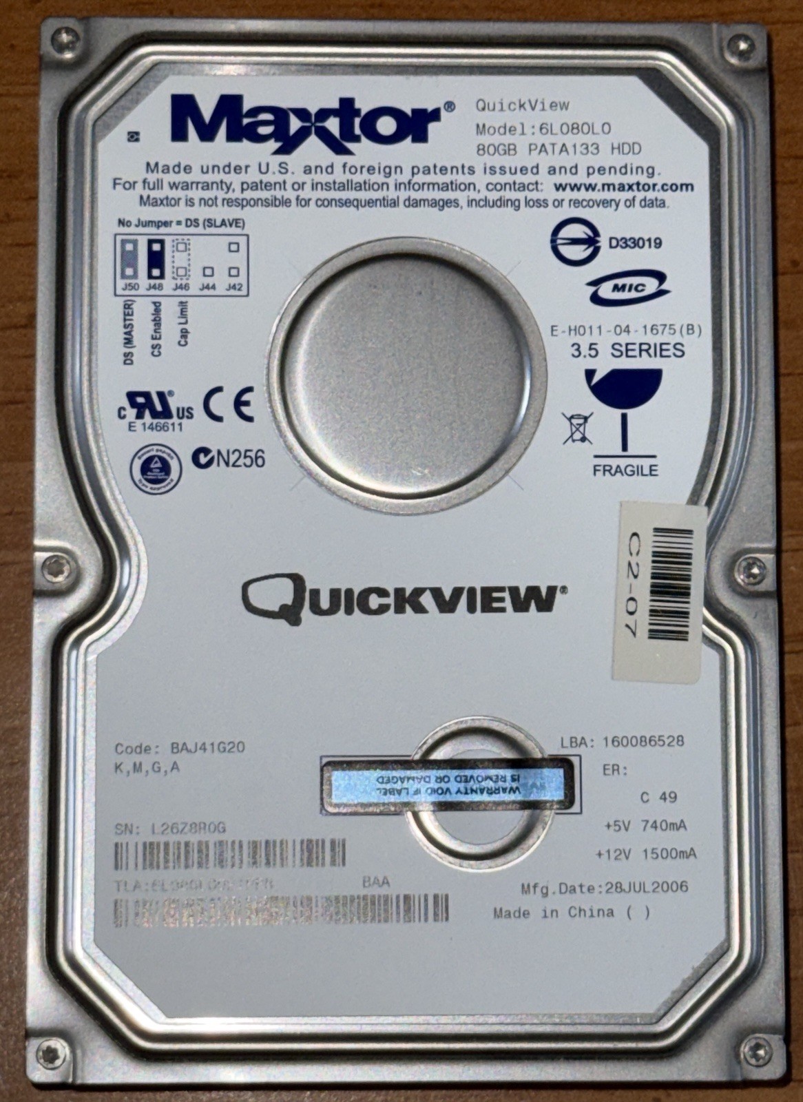 Maxtor DiamondMax 10 80GB HDD IDE Hard Drive 6L080L0 PATA133 HDD