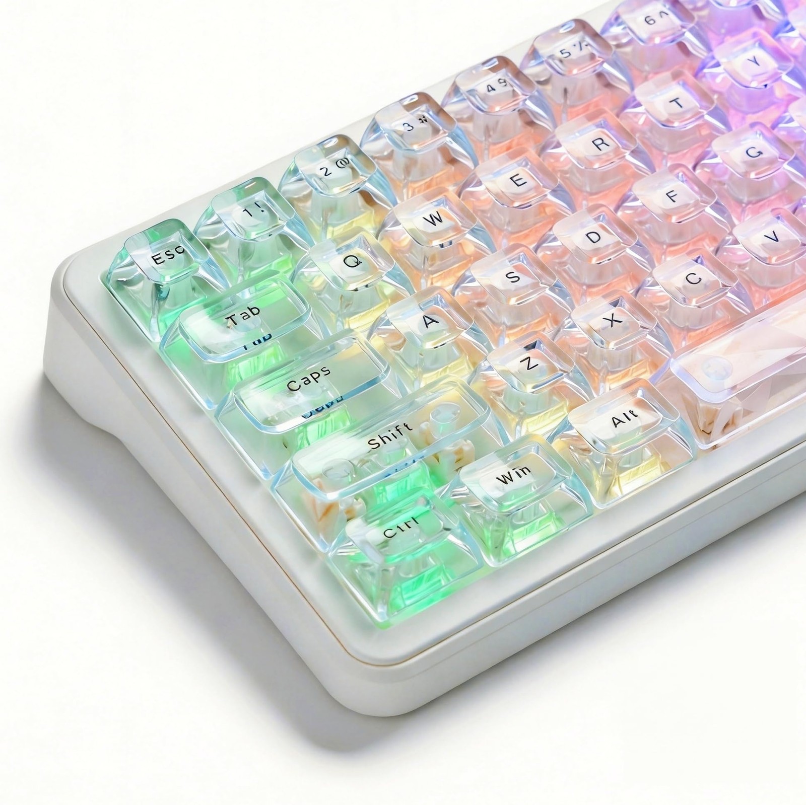 White Jelly Keycap Shine Through Keyboard Caps Clear Set Ice Crystal Translucent