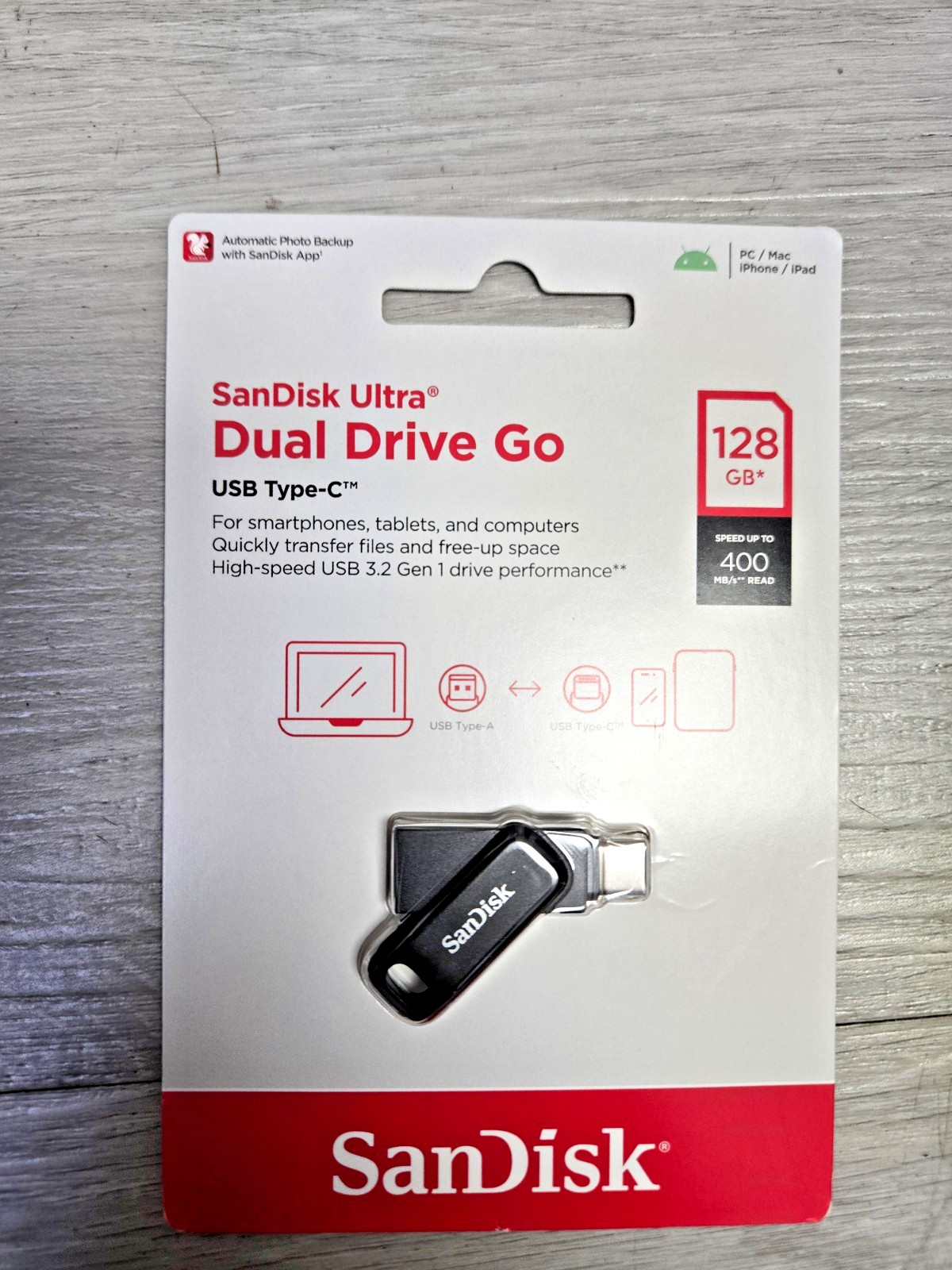 NEW SEALED SanDisk Ultra Dual Drive Go USB Type-C 128GB (sdddc3-128g-a46)