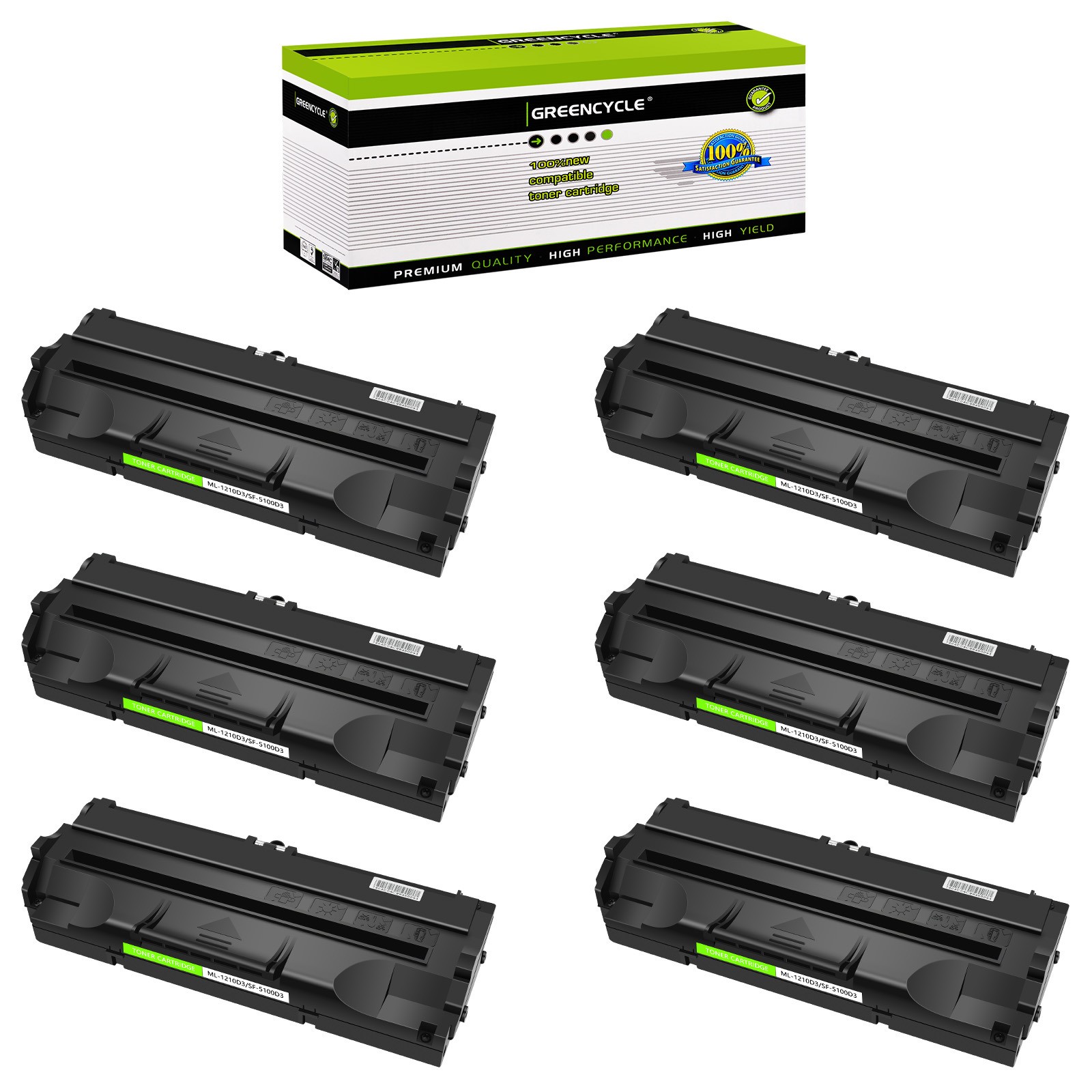 GREENCYCLE 6PK Toner Fit for Samsung  ML-1020M ML-1200 ML-1220M ML-4500D3 SF-550