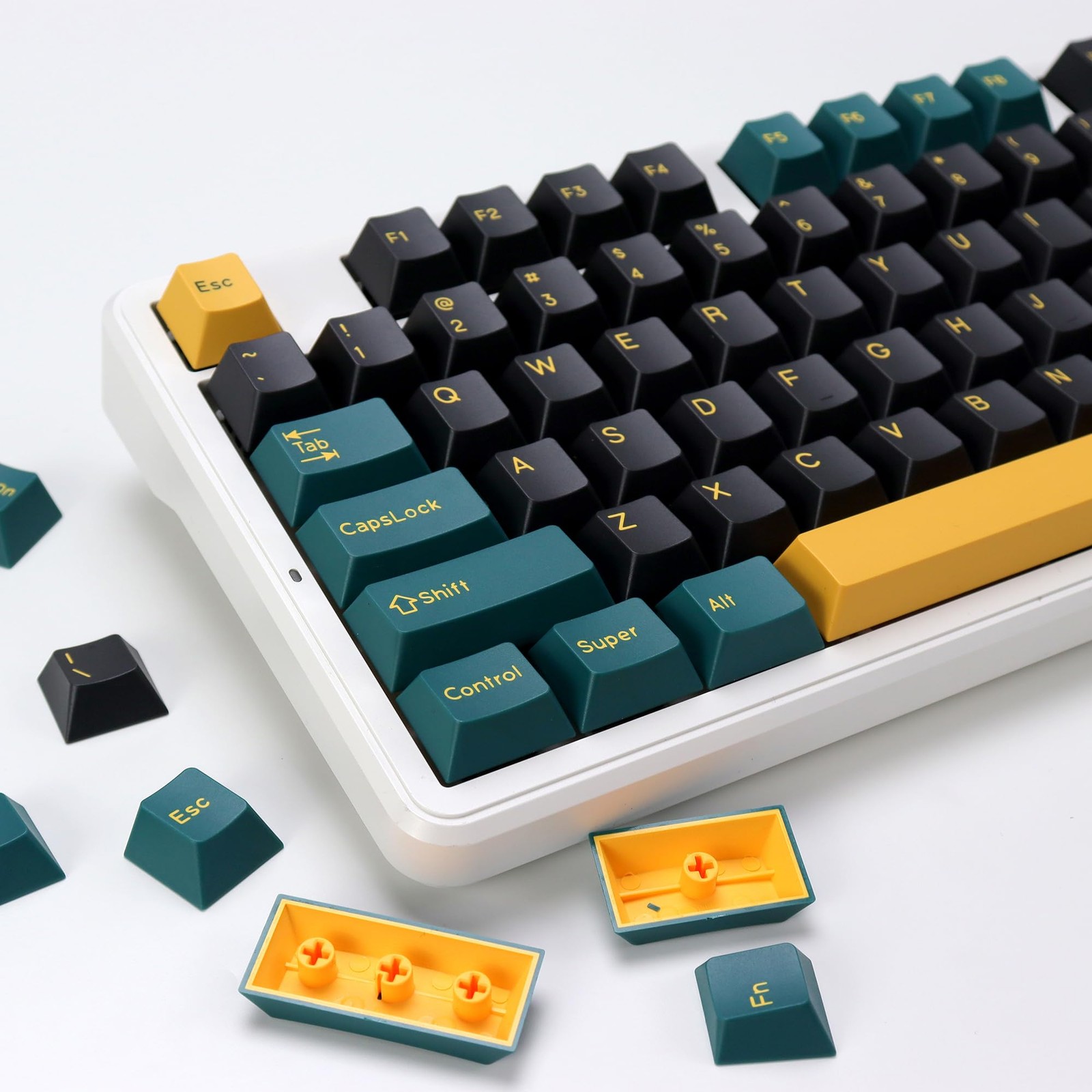 MarrsGreen PBT Double Shot Keycap Set176 Keys Dark Green Custom Key Cap Keyca...