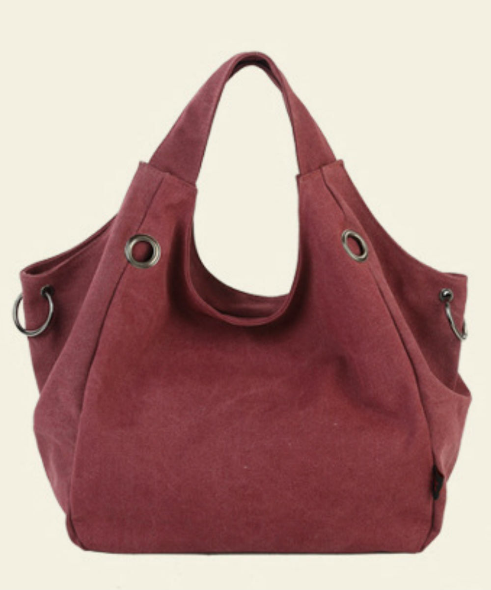 Ladies Handbag Canvas Purple - H 12