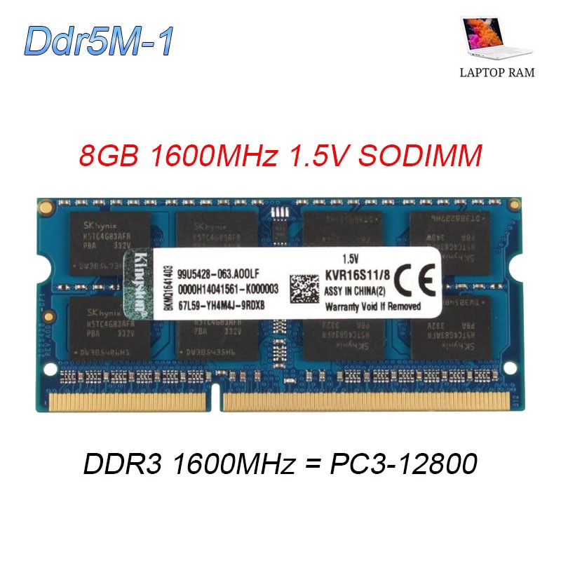 Kingston 8GB SO-DIMM DDR3 1600MHz PC3-12800 Laptop NB Memory RAM 1.5V KVR16S11/8
