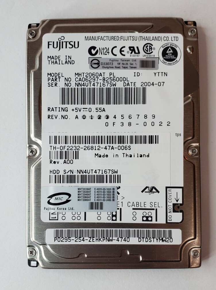 Fujitsu 60GB Laptop IDE 2.5" Hard Drive MHT2060AT WIPED/TESTED