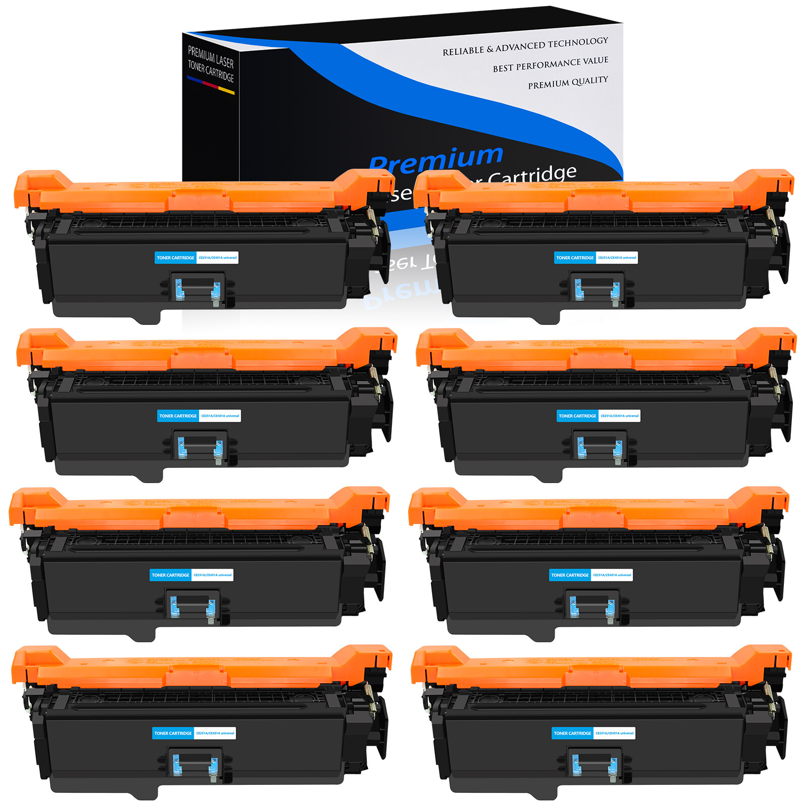 8PK Cyan Toner for HP CE401A 507A LaserJet 500 Color M551 M551dn M570 M575dn