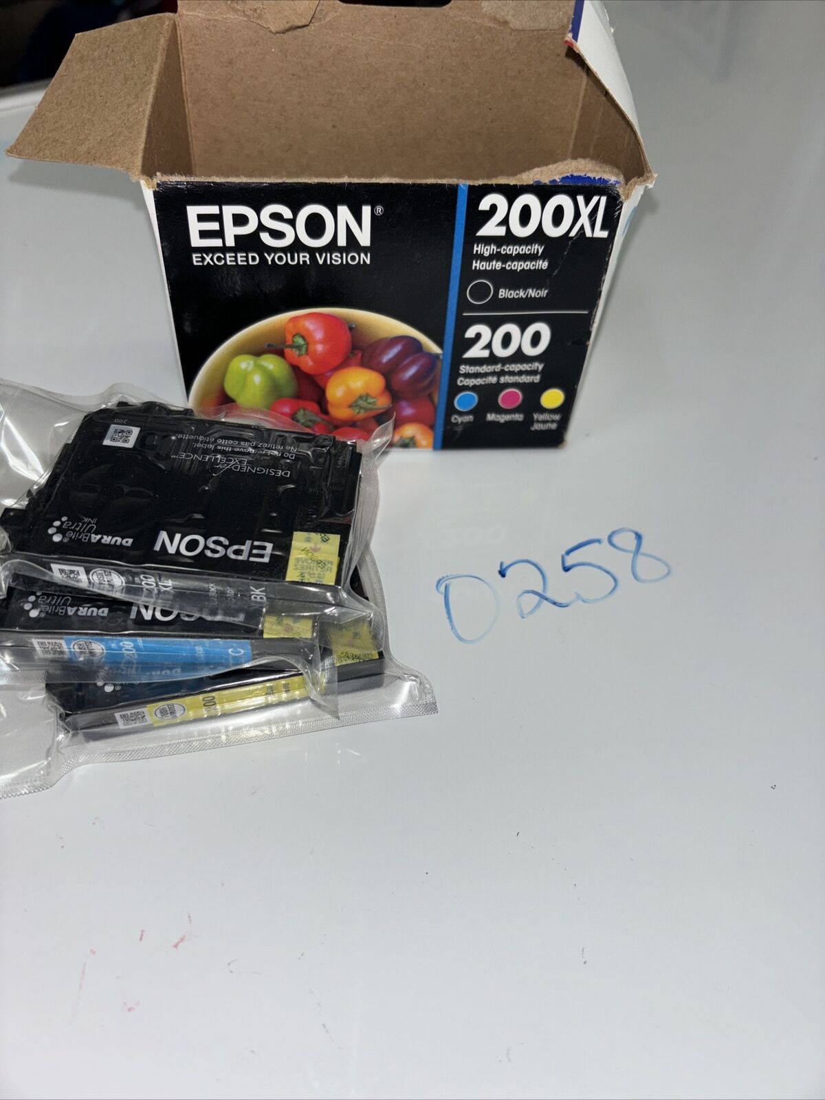Epson 200 Cyan,Yellow, and 200XL Black Printer Cartridges,Open Box,No Magenta