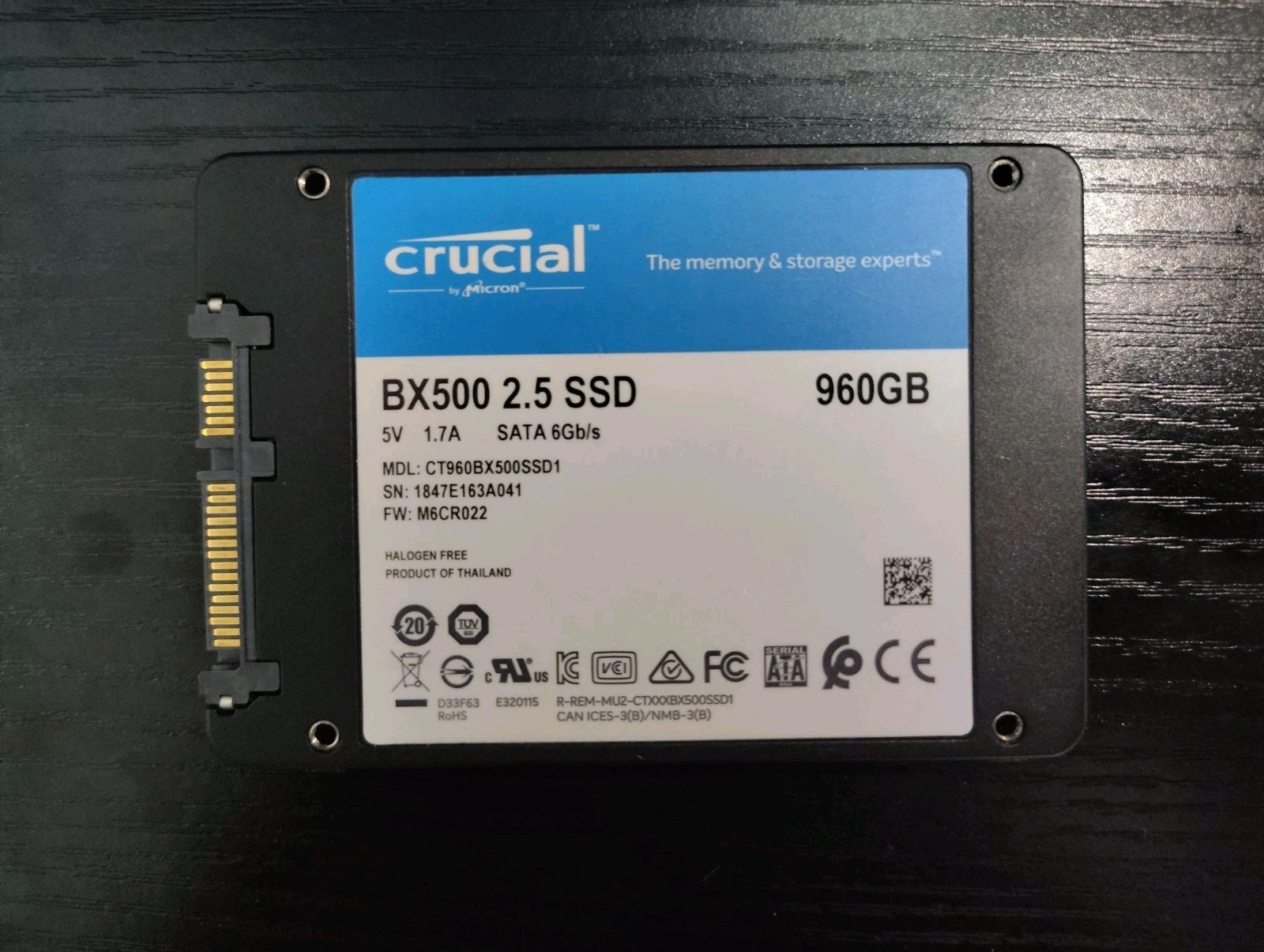 Crucial BX500 960GB 2.5" SATA SSD - 99% Health