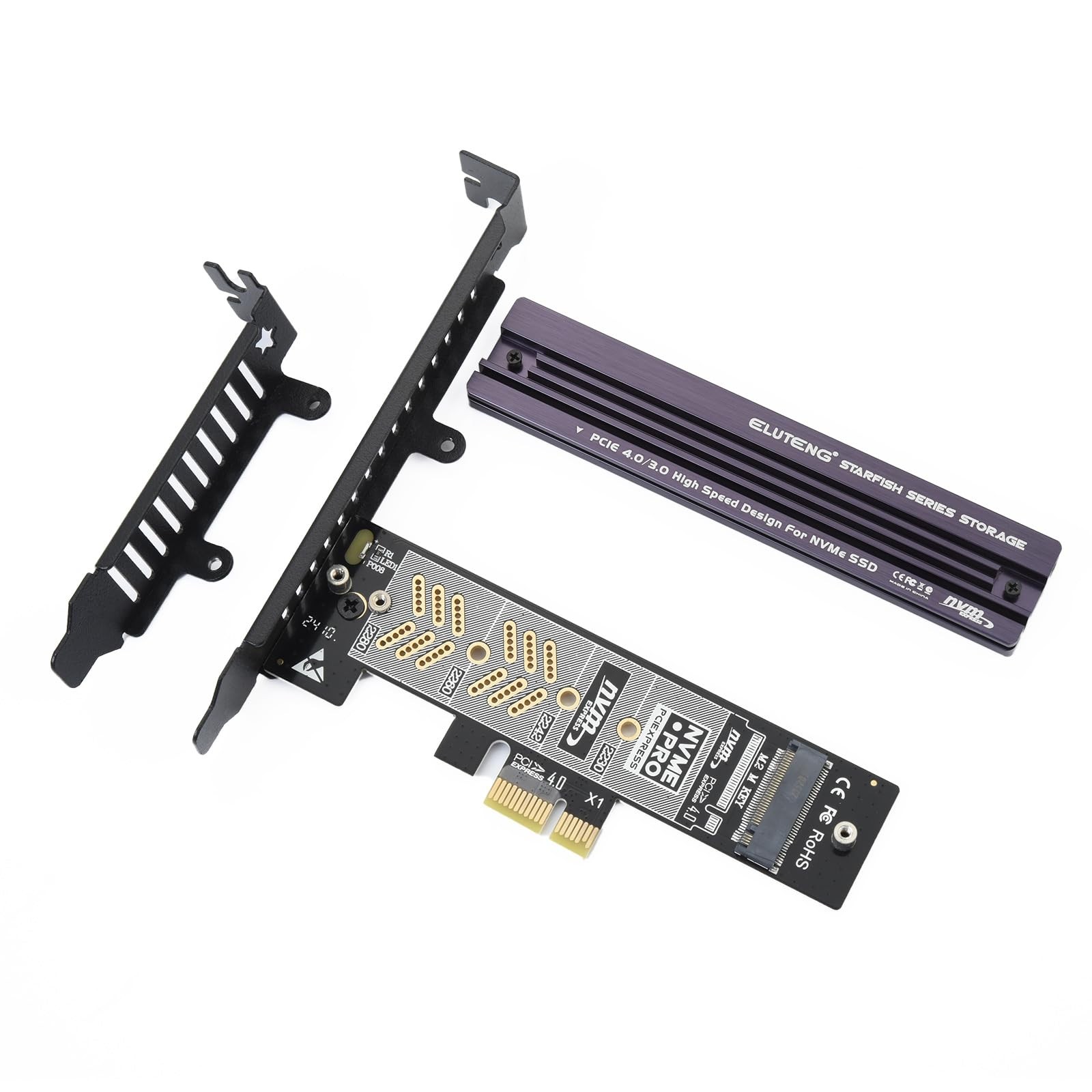 M.2 NVMe PCIe Adapter with Aluminum Heatsink Low Profile Bracket