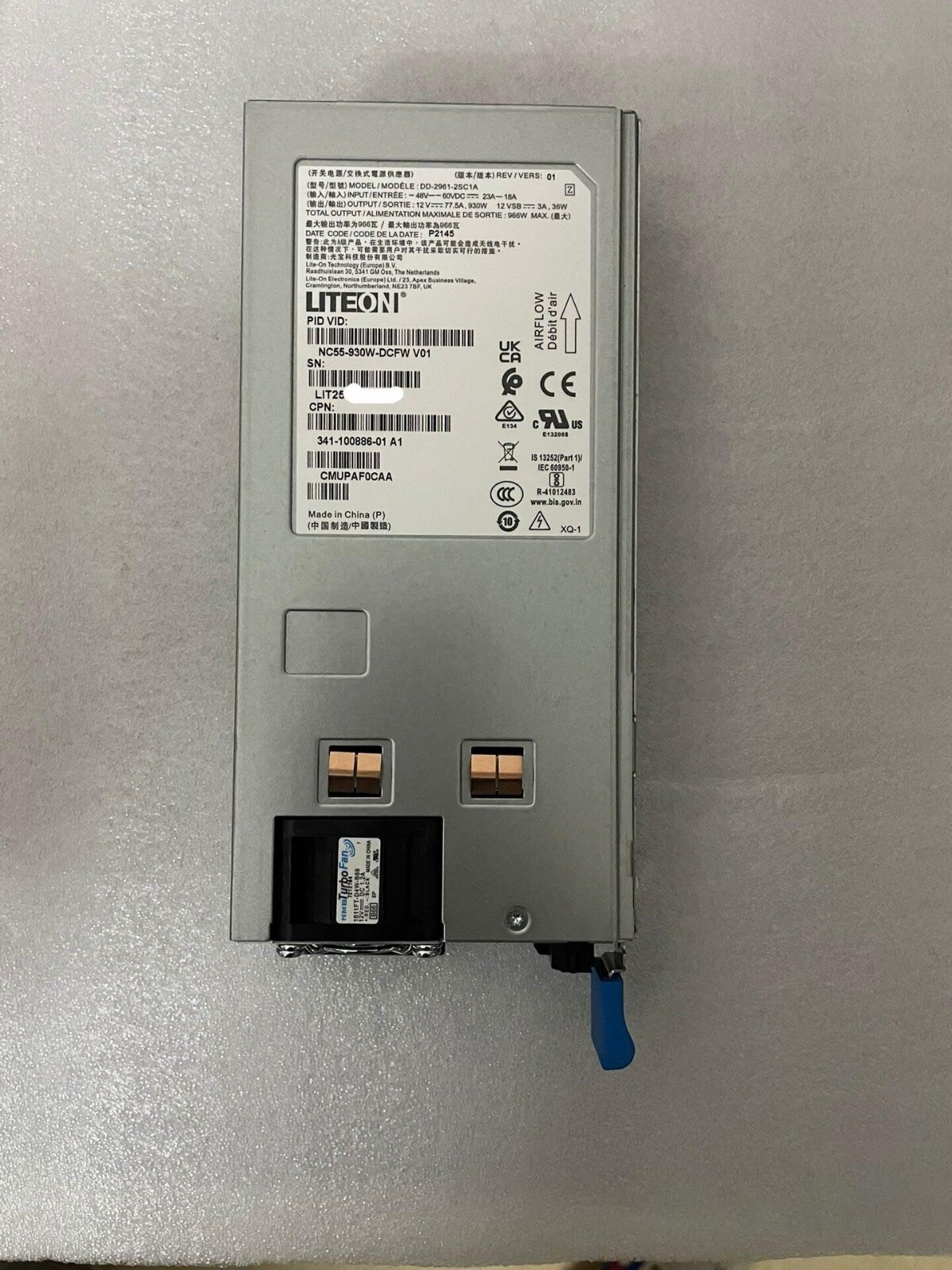 Cisco NC55-930W-DCFW DC Power Supply 341-100886-01 for NCS 5500 Series