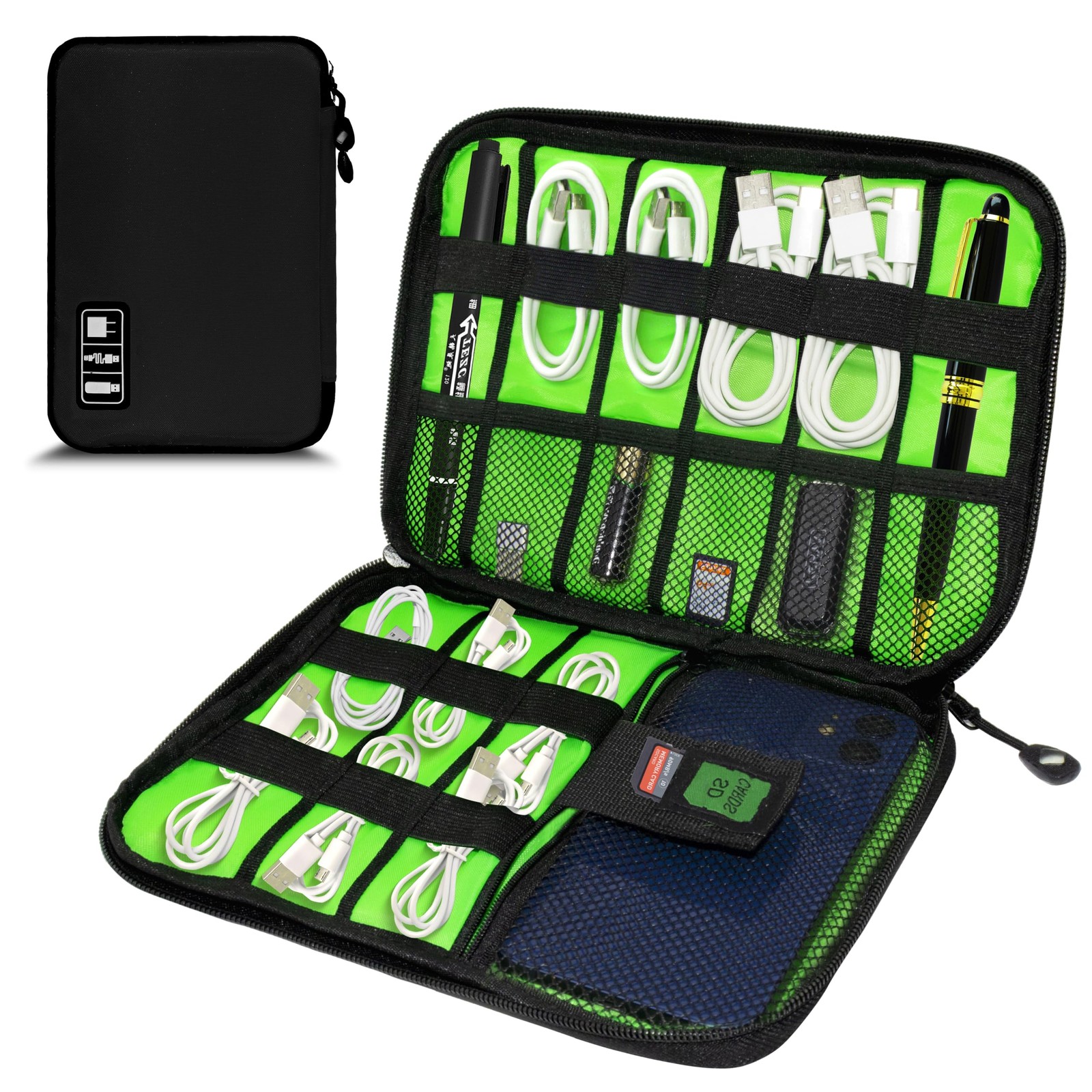 Electronics Organizer,Travel Cord Organizer Pouch,Cable Medium, A1-M-Black