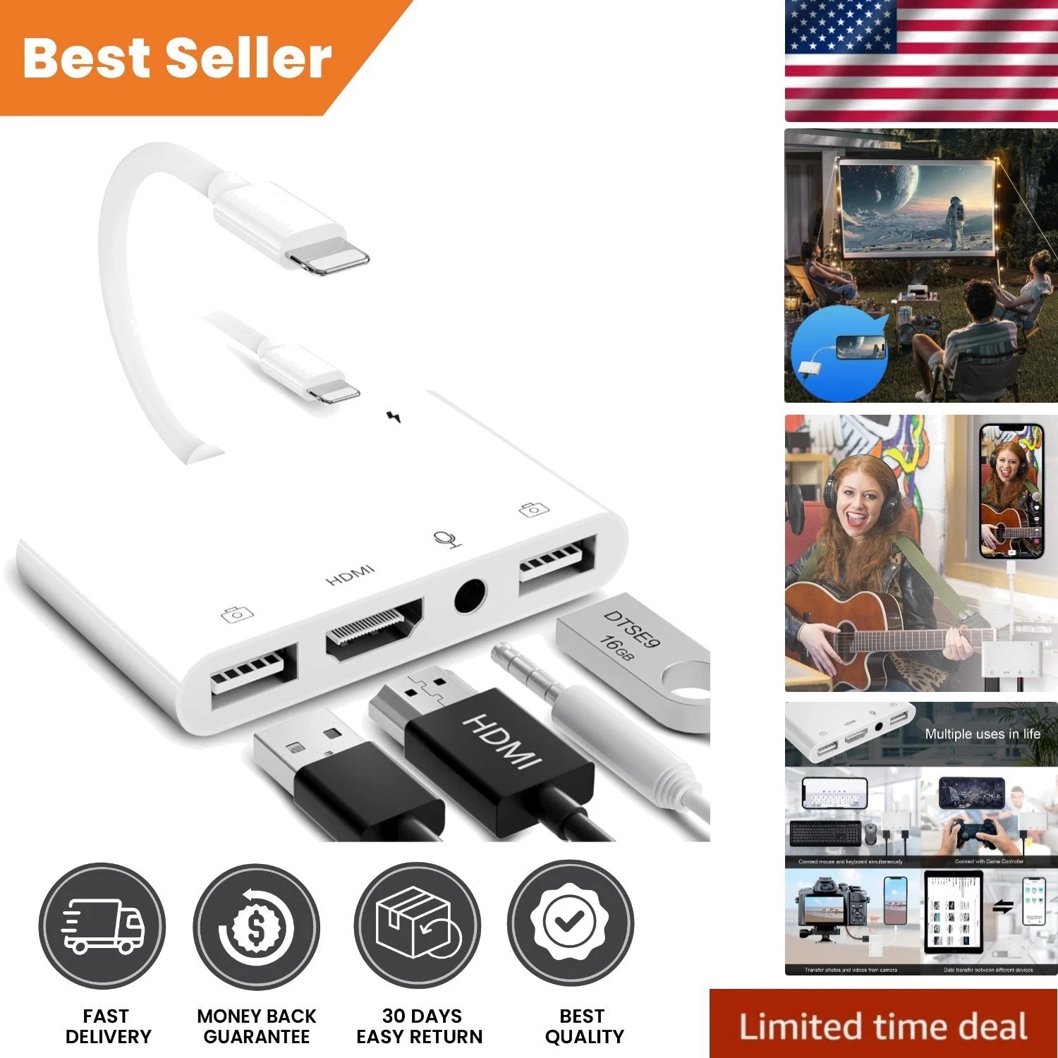 Plug & Play Lightning to HDMI Adapter for Effortless Streaming and Presentations