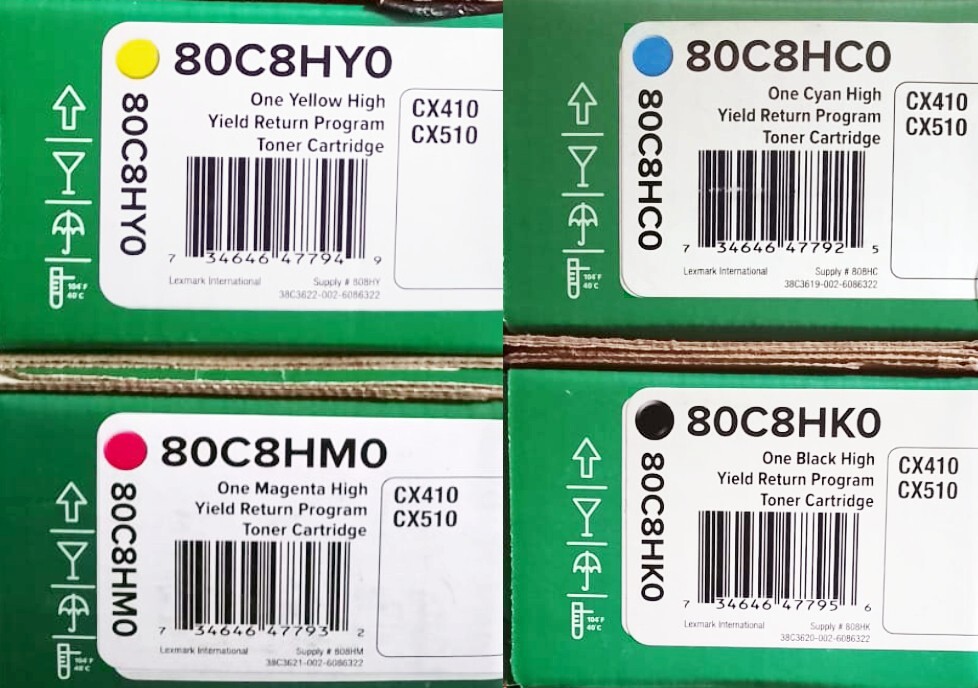 Genuine High Yield Toner Ink Cartridges For Lexmark CX410 / CX510 All Colors