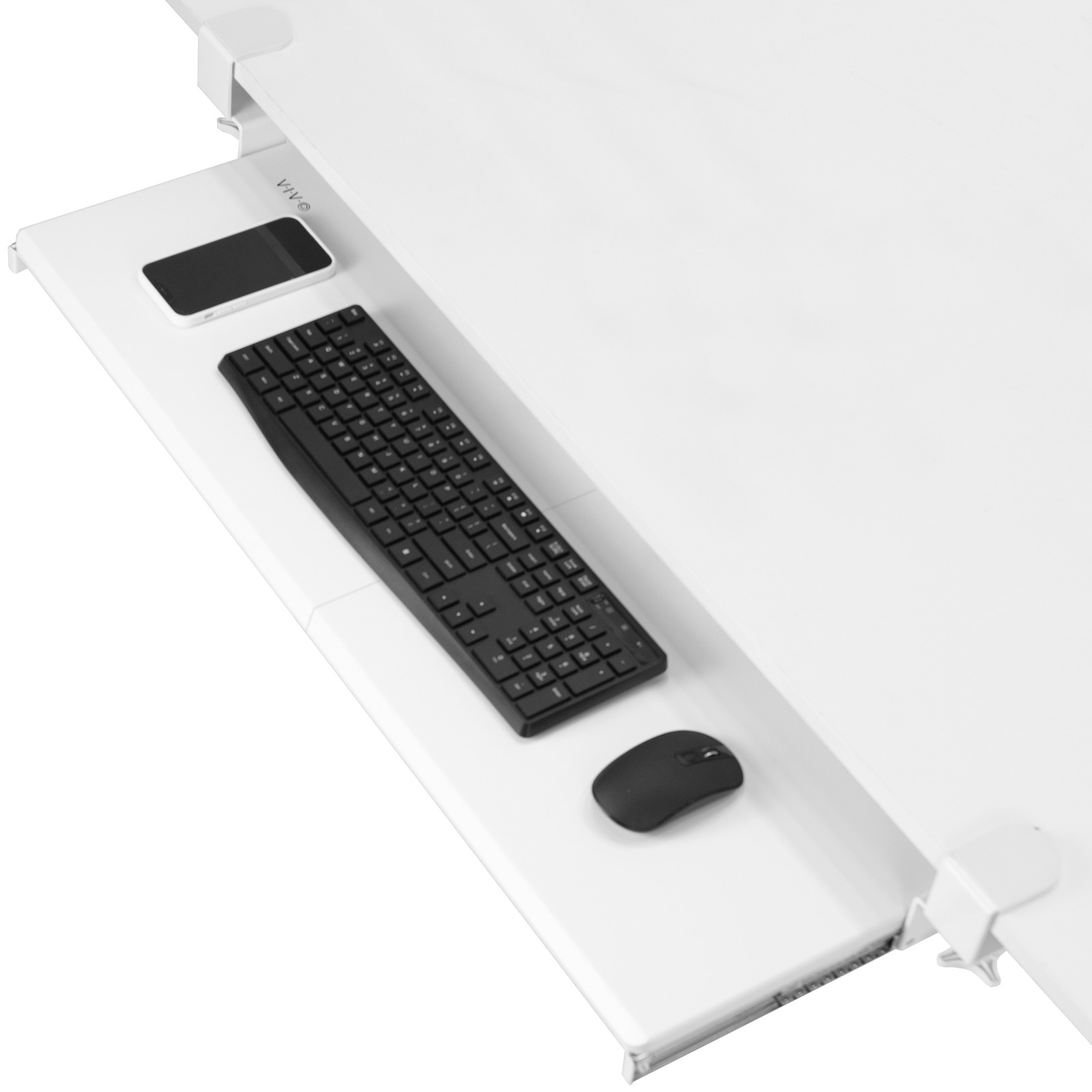 VIVO White Extra Long Clamp-on Computer Keyboard and Mouse Under Desk Slide Tray